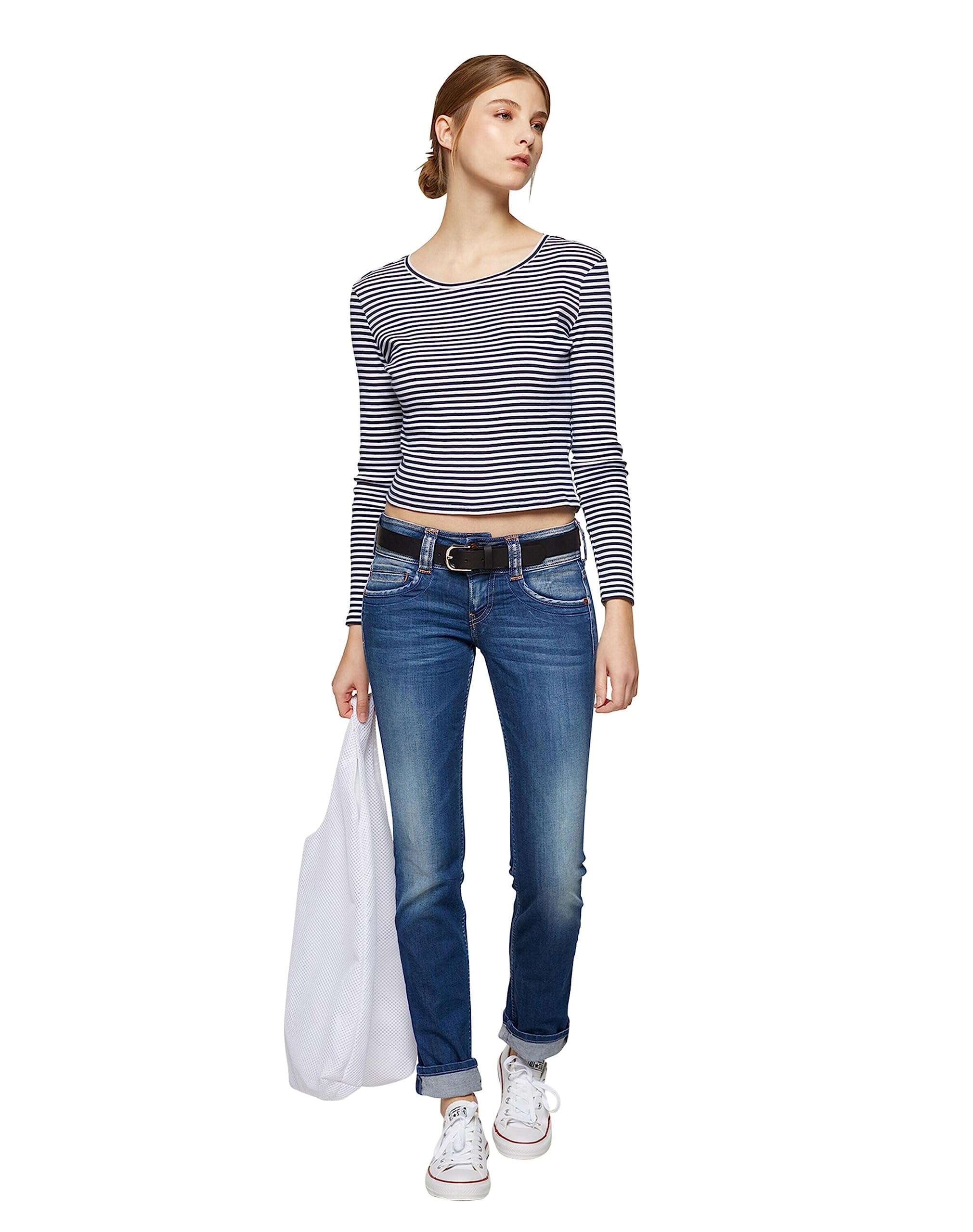 Pepe Jeans Gen Women's Straight Blue Jeans - Size EU 42 / US 32x32 - Classic Fit Denim Pants for Casual Wear & Everyday Outfits