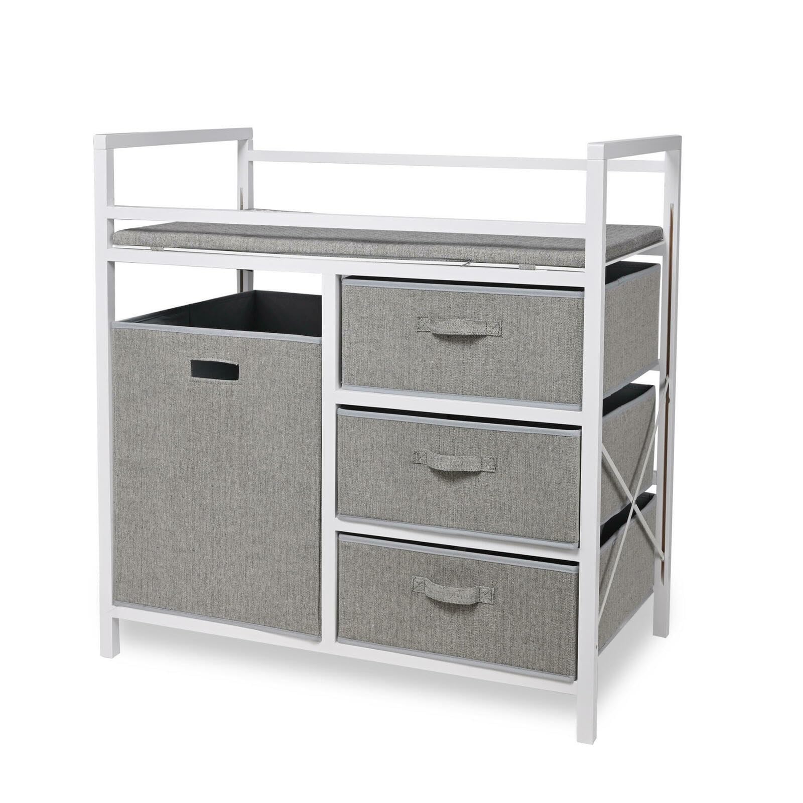 LIVINGbasics Baby Changing Table with Storage Organizer, 3 Drawers & Laundry Hamper - Safe Diaper Changing Station for Nursery, Bedroom & Daycare - Perfect Baby Shower Gift for New Parents
