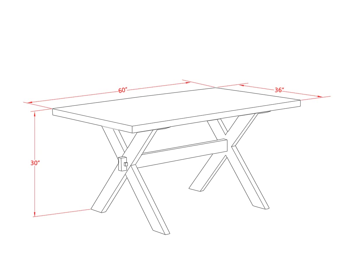 East West Furniture 5-Piece Kitchen Table Set for 4 - 36x60 Inch Rectangle Dining Table with X-Legs & 4 Dark Gotham Grey Linen Fabric Chairs - Perfect for Small Dining Rooms, Breakfast Nooks, and Apartment Living