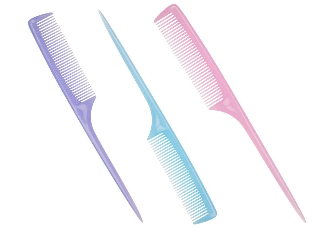 Ma Gayatri Traders Medium Fine Teeth Tail Comb - 3 Pack Multicolor Hair Styling Comb for Detangling, Styling & Smoothing Hair - Perfect for Salons, Home Use & Travel