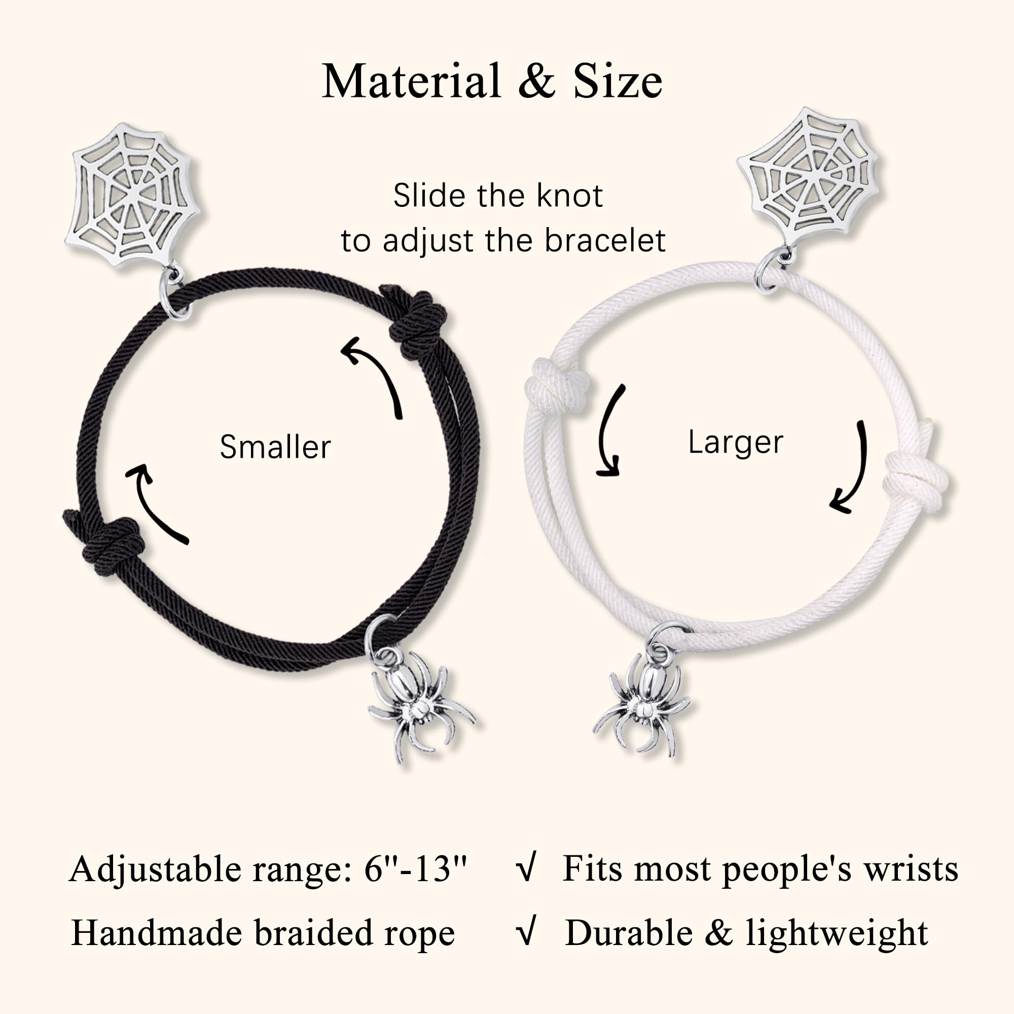 LINY 2Pcs Couples Matching Bracelets - Spider Promise Braided Rope Relationship Bracelet Set for Him and Her | Friendship Jewelry for Women & Men | Perfect for Anniversaries, Valentine's Day & Romantic Gifts