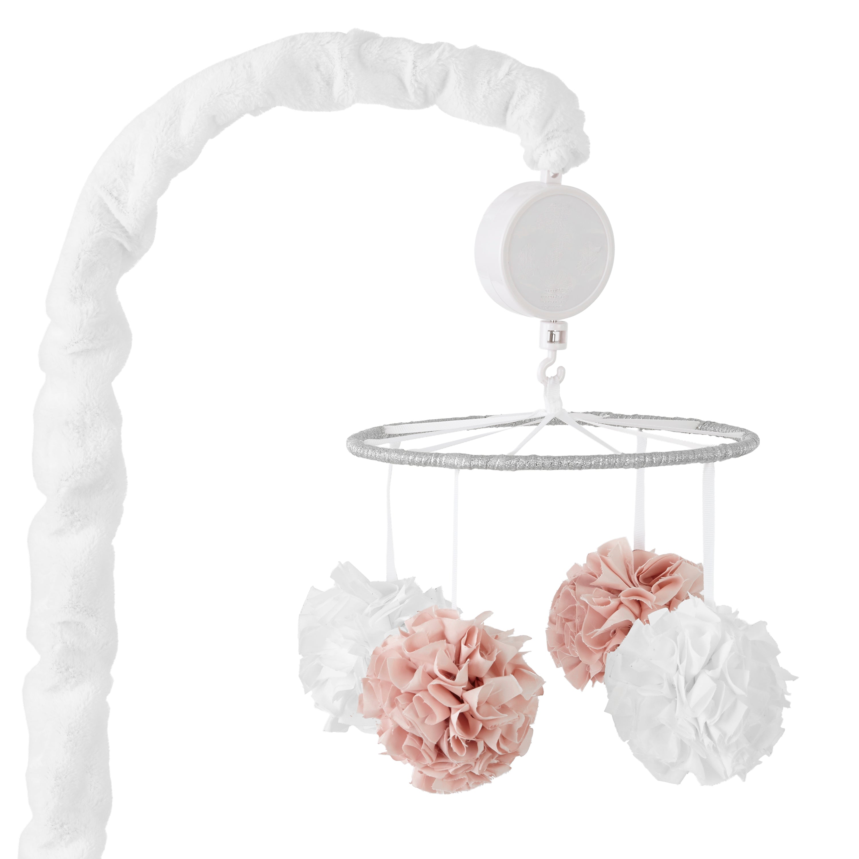 Heritage Pom Pom Mobile with Silver Ring - Handmade Nursery Decor for Baby Cribs & Gender Reveal Parties | Boho Chic Room Accent for Newborns & Toddlers