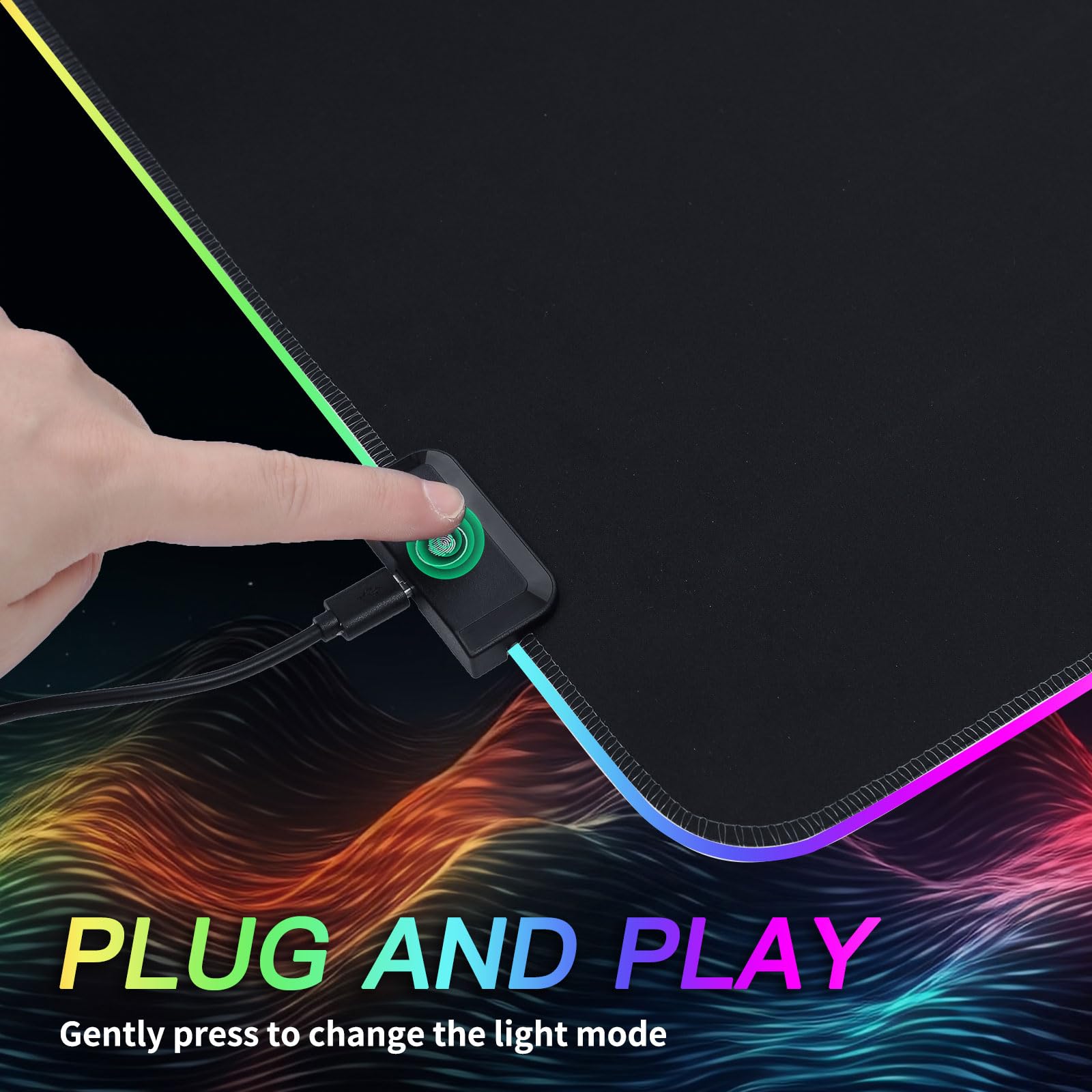 RGB Gaming Mouse Pad - 31.5 x 11.8 Inch Oversized Mouse Mat with 12 LED Light Modes, Non-Slip Rubber Base, Large Keyboard Pad for PC Gaming & Office Work (Black) | Perfect for Esports, Streaming & Home Office Setup