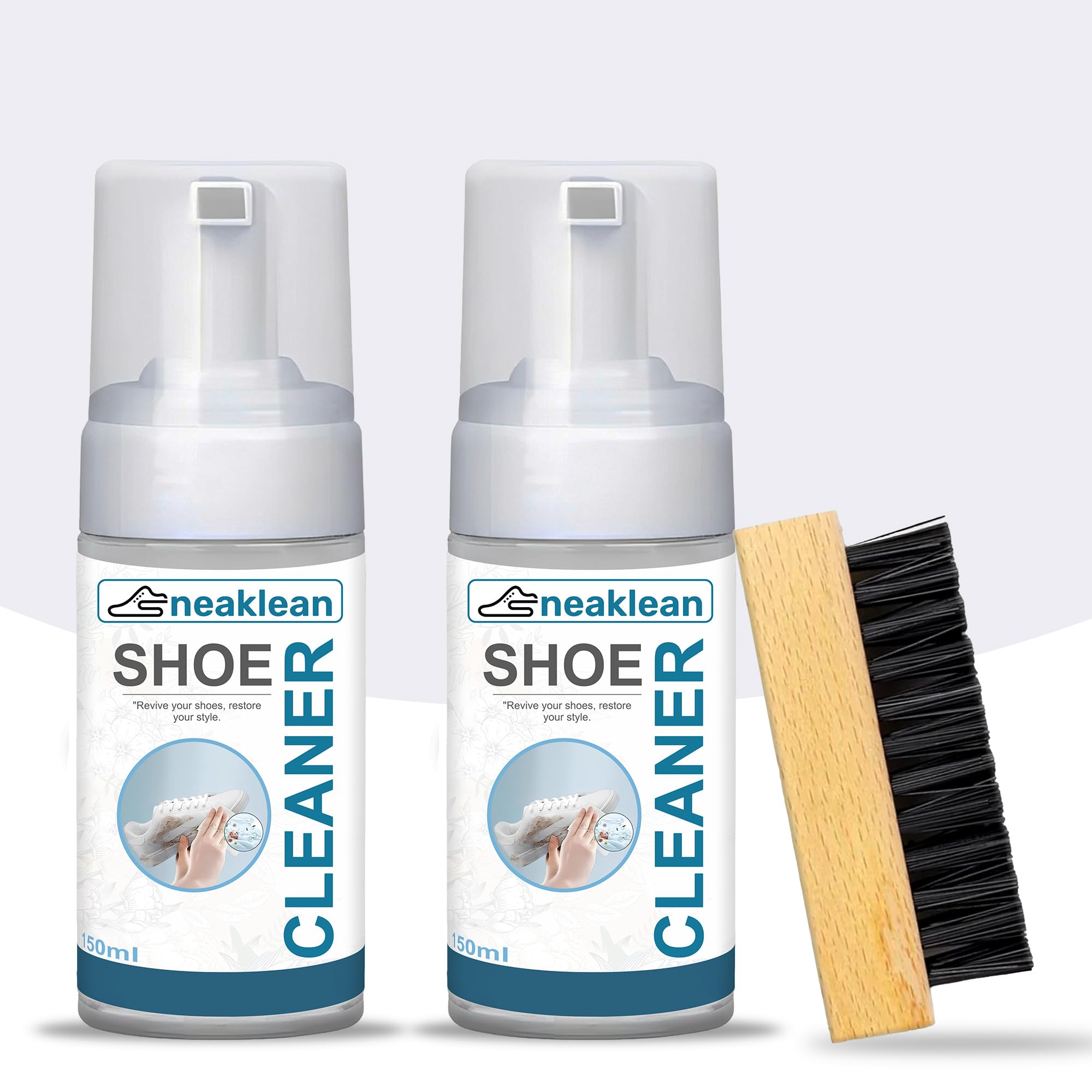 Purein Sneaker Cleaner Kit - 150ml with Brush | Fast-Acting for All Shoes | Yellow Edge Remover | Perfect for Gym & Daily Wear
