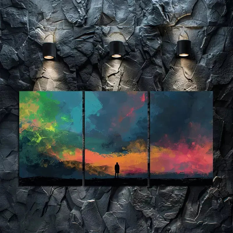 3-Piece Canvas Wall Art - Lone Figure on Field Edge, Framed 40x60cm | High Quality Australian-Made Print | Ready to Hang | Perfect for Living Room, Bedroom & Office Decor