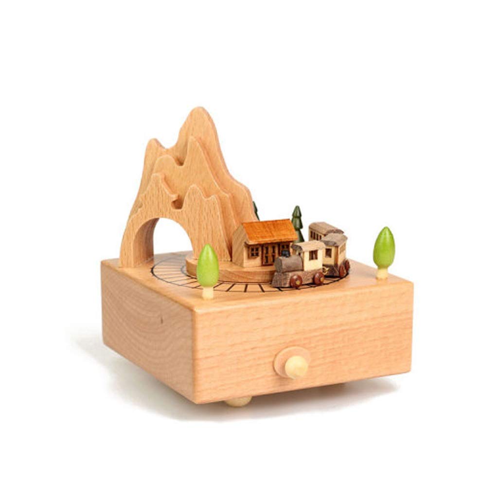 Creative Wooden Music Box Carousel - Sky City Theme Handcrafted Musical Jewelry Box | Perfect Birthday Gift for Women & Girls, Home Decor, Nursery Room Ornament | Ideal for Weddings, Anniversaries & Special Occasions