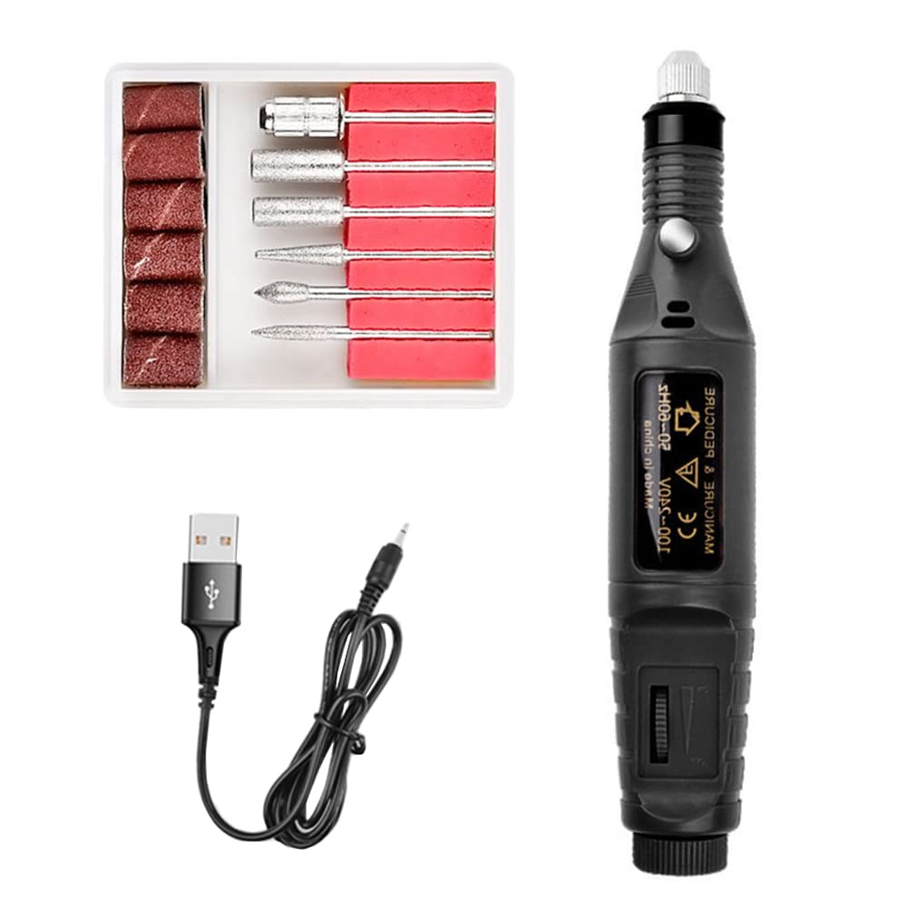 Professional Electric Nail Drill Kit for Acrylic & Gel Nails - USB Powered Manicure Pedicure Set with Sanding Bands - Perfect for Beginners & Home Salon Use