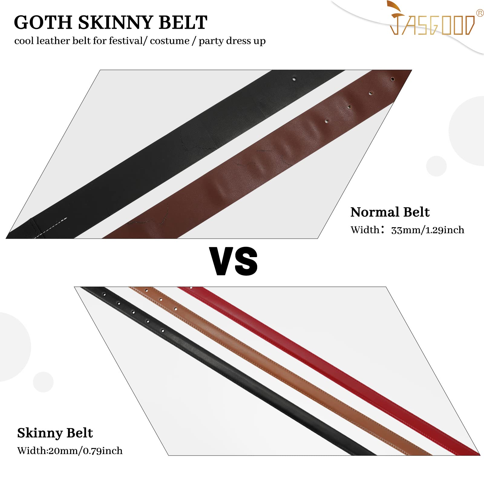 JASGOOL Women's Skinny Belt - Thin Leather Waist Belt for Jeans with Black Metal Buckle - Perfect for Casual Outfits, Office Wear & Everyday Fashion