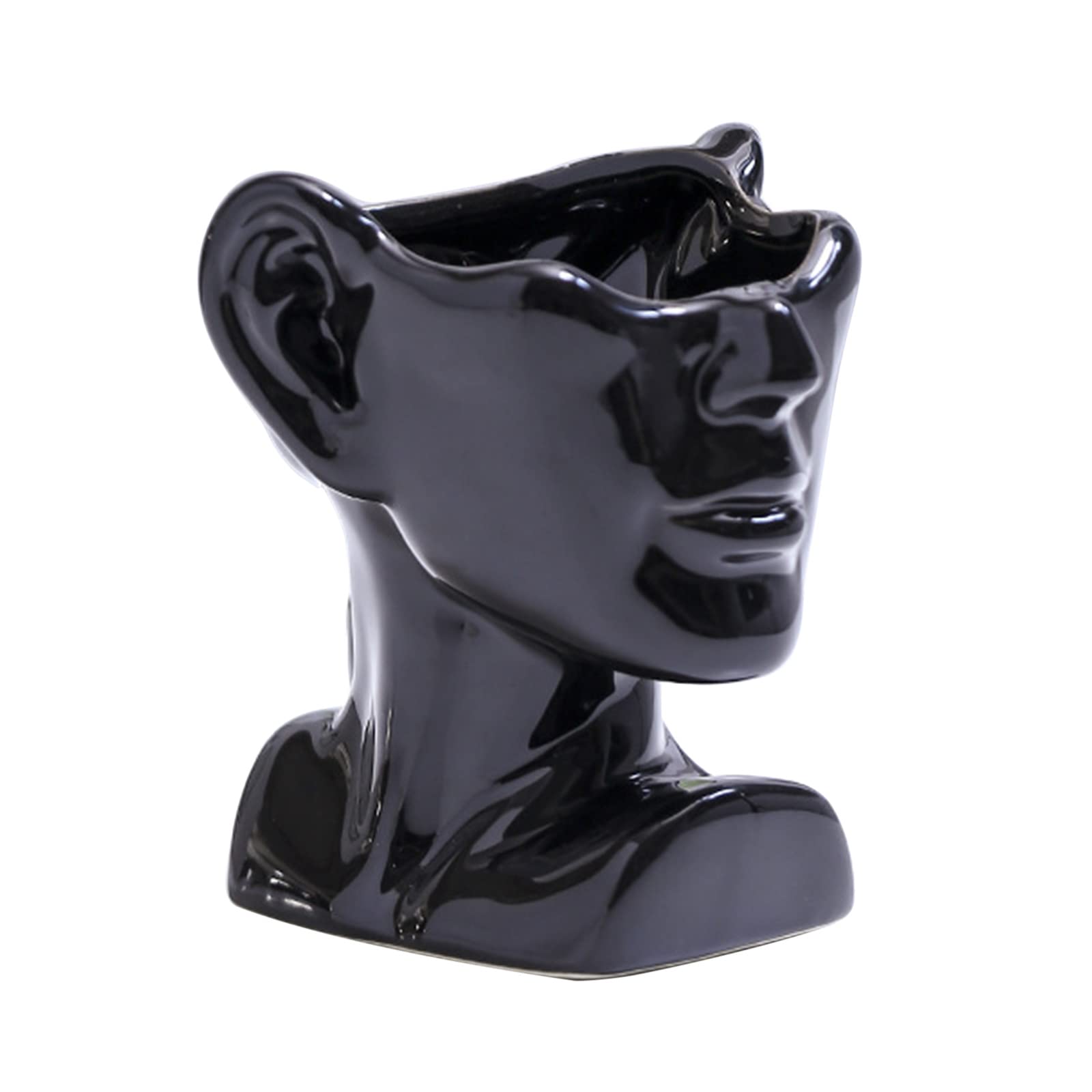 4.5 Inch Ceramic Half Face Flower Pot with Drainage Hole - Modern Human Face Shaped Planter for Succulents, Home Decor & Gardening Gift for Women & Men | Perfect for Indoor Plants, Office Desk Decor & Housewarming Gifts