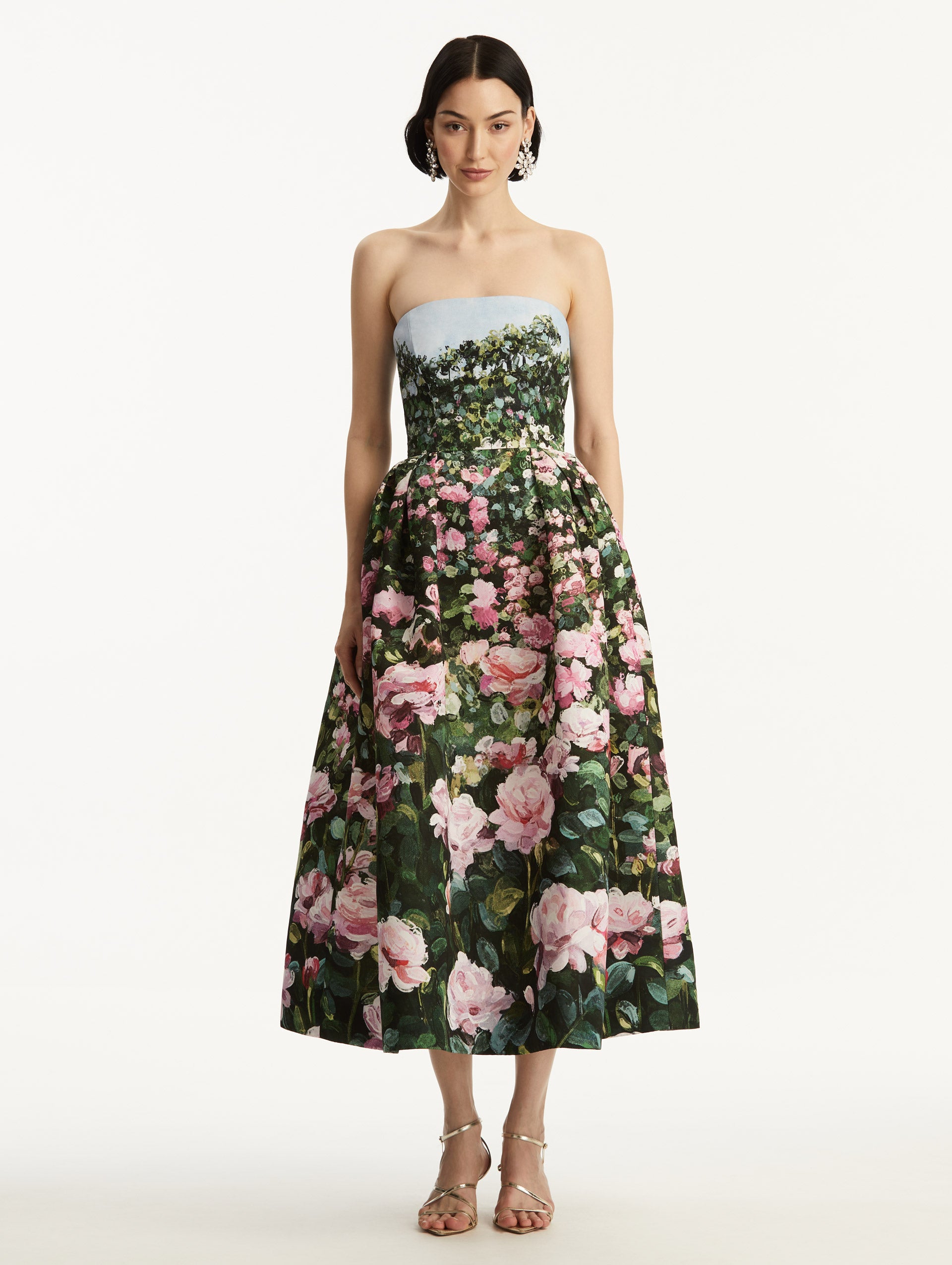 Elegant Rose Field Faille Cocktail Dress for Women - Perfect for Evening Parties, Weddings & Special Occasions