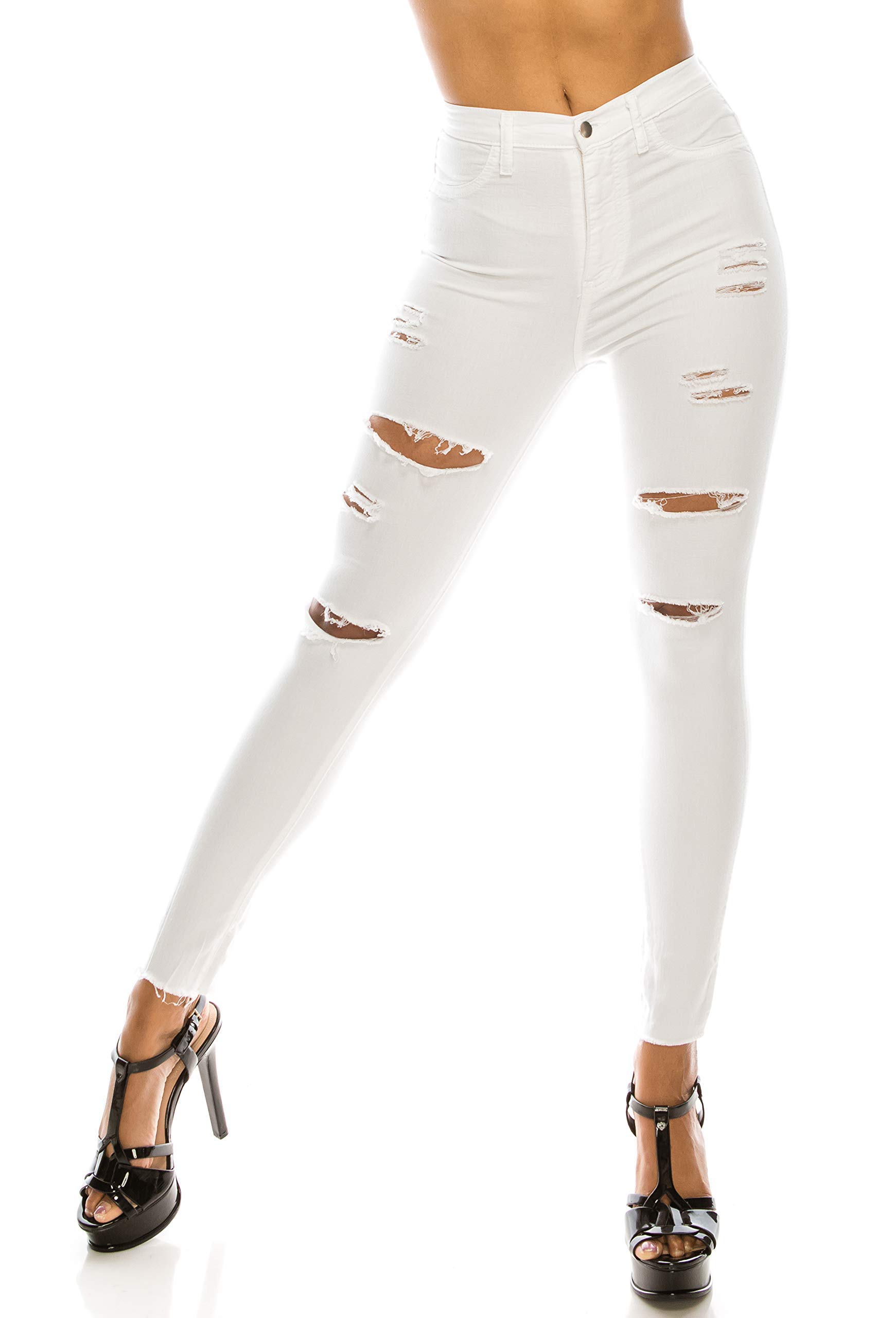 Aphrodite High Waisted Skinny Jeans for Women - Distressed Ripped Denim Pants with Hand Sanding Details | Perfect for Casual Outfits, Date Nights & Street Style Fashion