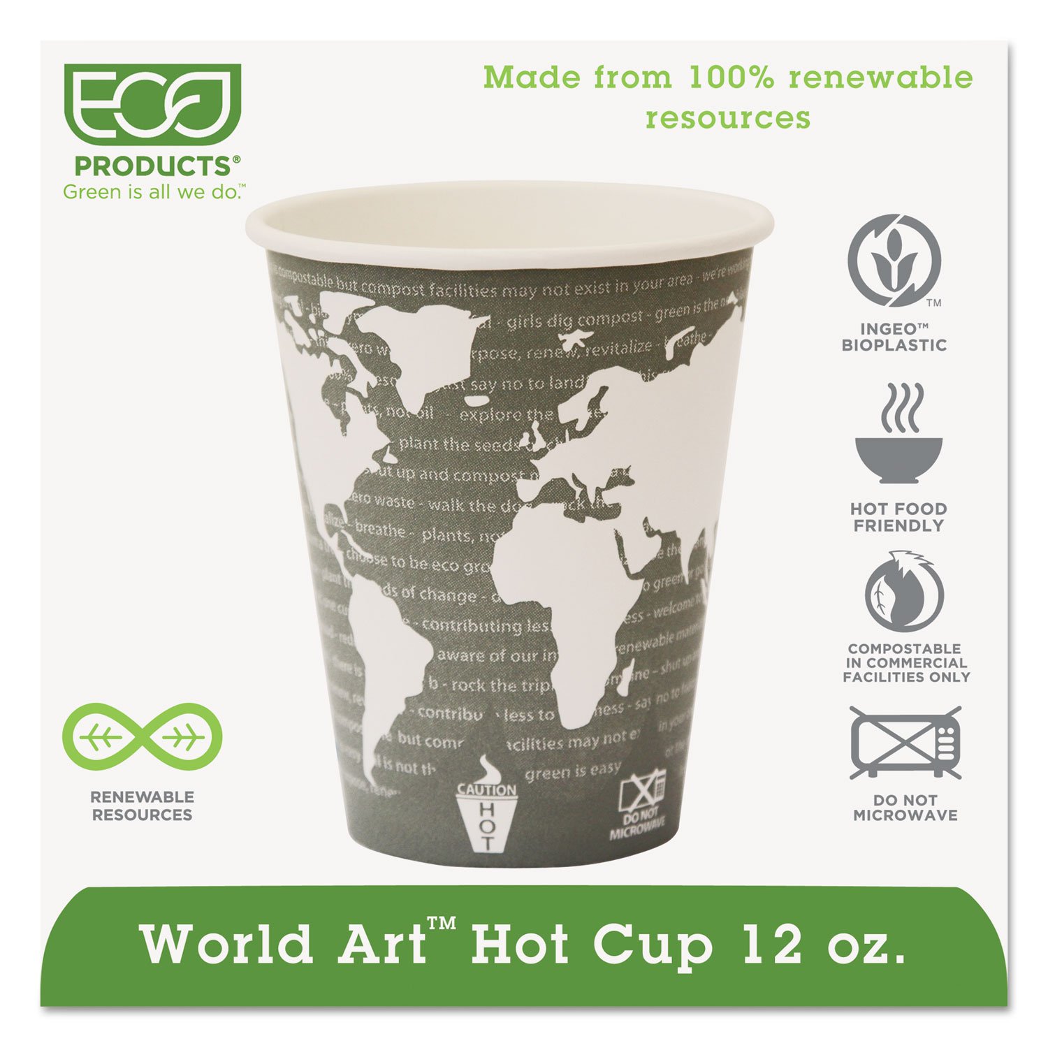 Eco-Friendly Hot Cup with World Art Design - Insulated Travel Mug for Coffee, Tea & Hot Beverages - Perfect for Office, Camping & Daily Commute