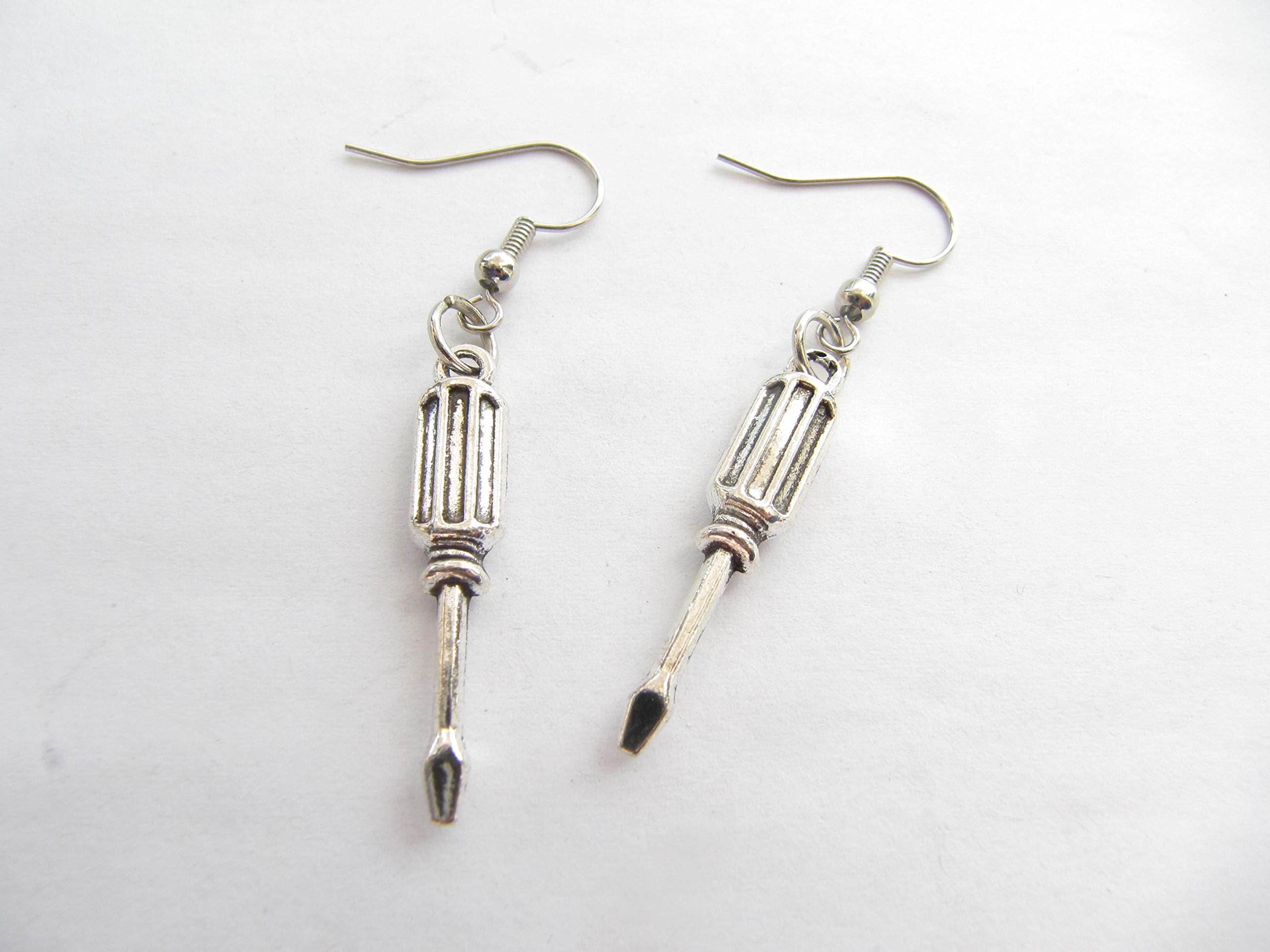 Hammer, Pliers, Wrench, Screwdriver, Hacksaw, Shovel Earrings - Unique Tool Jewelry for Women & Men - Perfect DIY & Construction Worker Gift - Great for Workwear, Cosplay & Everyday Fashion Accessories