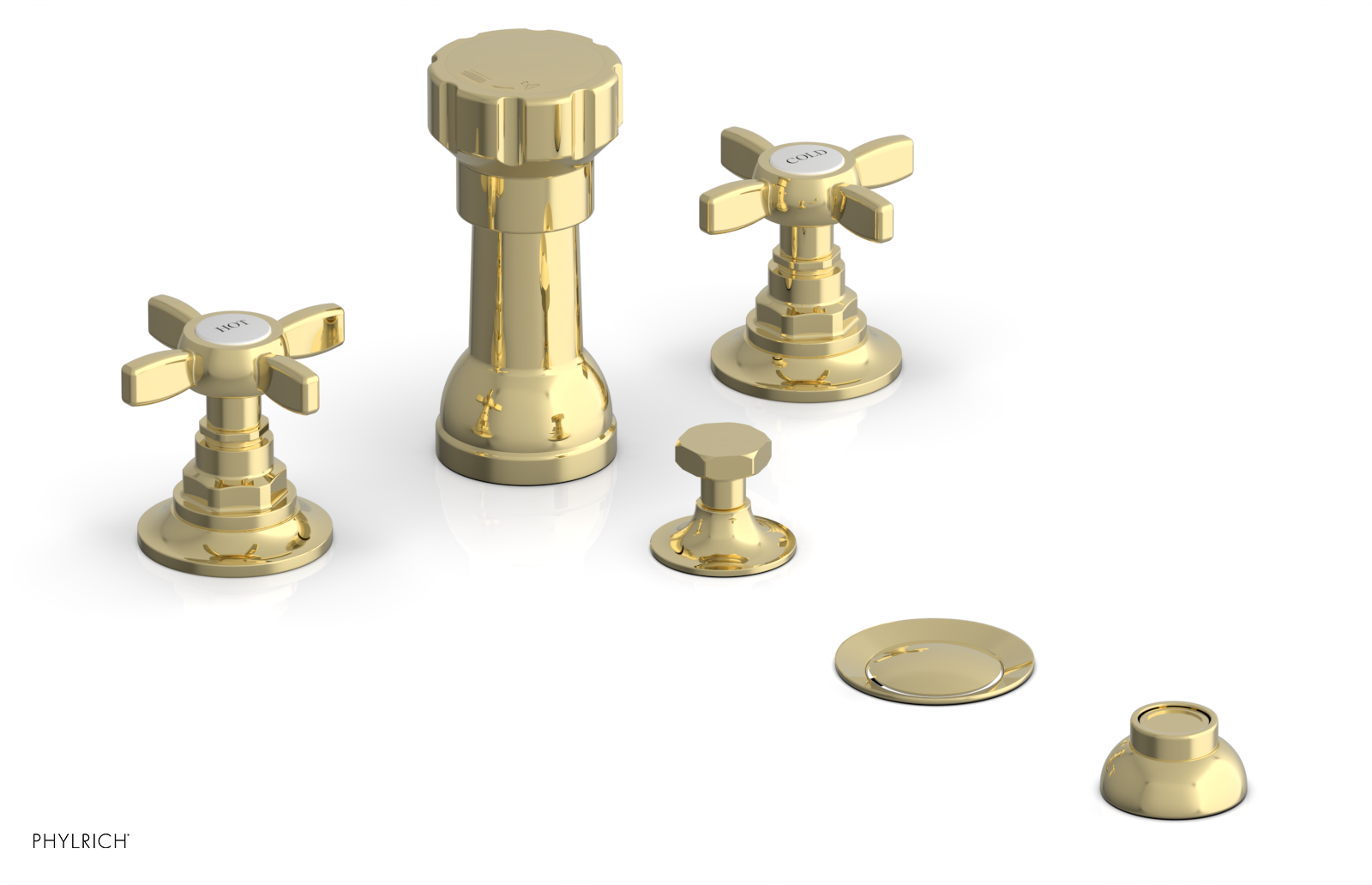 Jamestown 4-Hole Bidet Faucet Set with Cross Handles - 165 60 Series - Perfect for Modern Bathroom Renovations & Hygienic Cleaning
