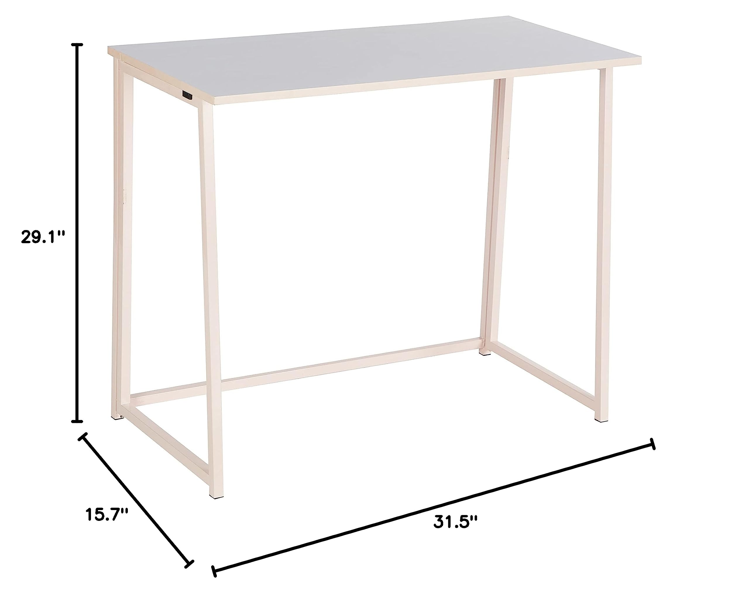 Urban Shop Folding Computer Desk - No Tools Required for Assembly, White & Pink - Perfect for Small Spaces, Home Office & Dorm Rooms