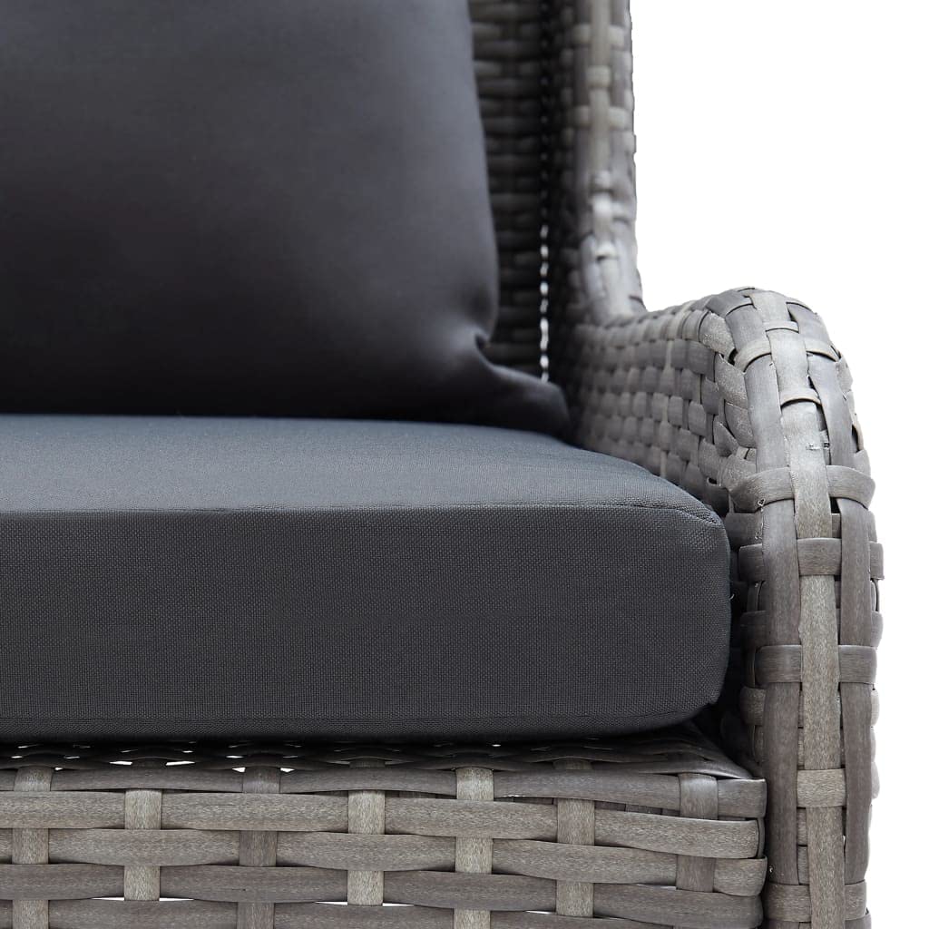 vidaXL 2-Piece Patio Corner Sofa Set with Cushions, Outdoor Garden Furniture for Balcony & Terrace, Left/Right Sectional Sofa in Gray Poly Rattan - Perfect for Backyard Lounging & Outdoor Entertaining