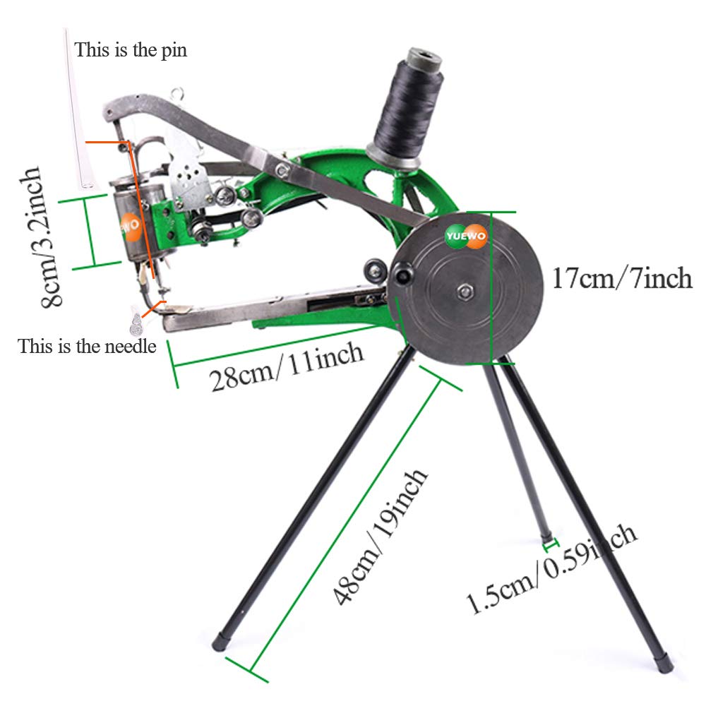 YUEWO DIY Cobbler Sewing Machine for Shoe Repair - Manual Leather Stitcher with Cotton Nylon Thread (Green) - Perfect for Home Shoe Mending, Boot Repair & Leather Craft Projects