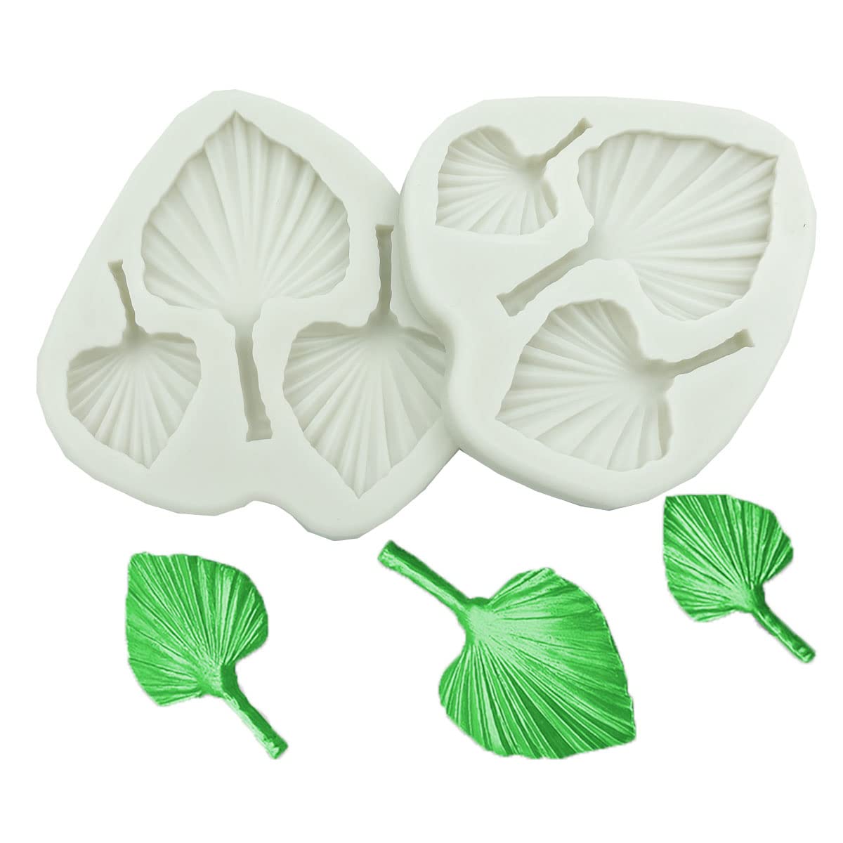 2-Pack 3D Fan Palm Leaf Silicone Molds for Cake Decorating, Chocolate, Candy & Polymer Clay - Perfect for Baking, Cupcake Toppers, Fondant Flowers & DIY Craft Projects