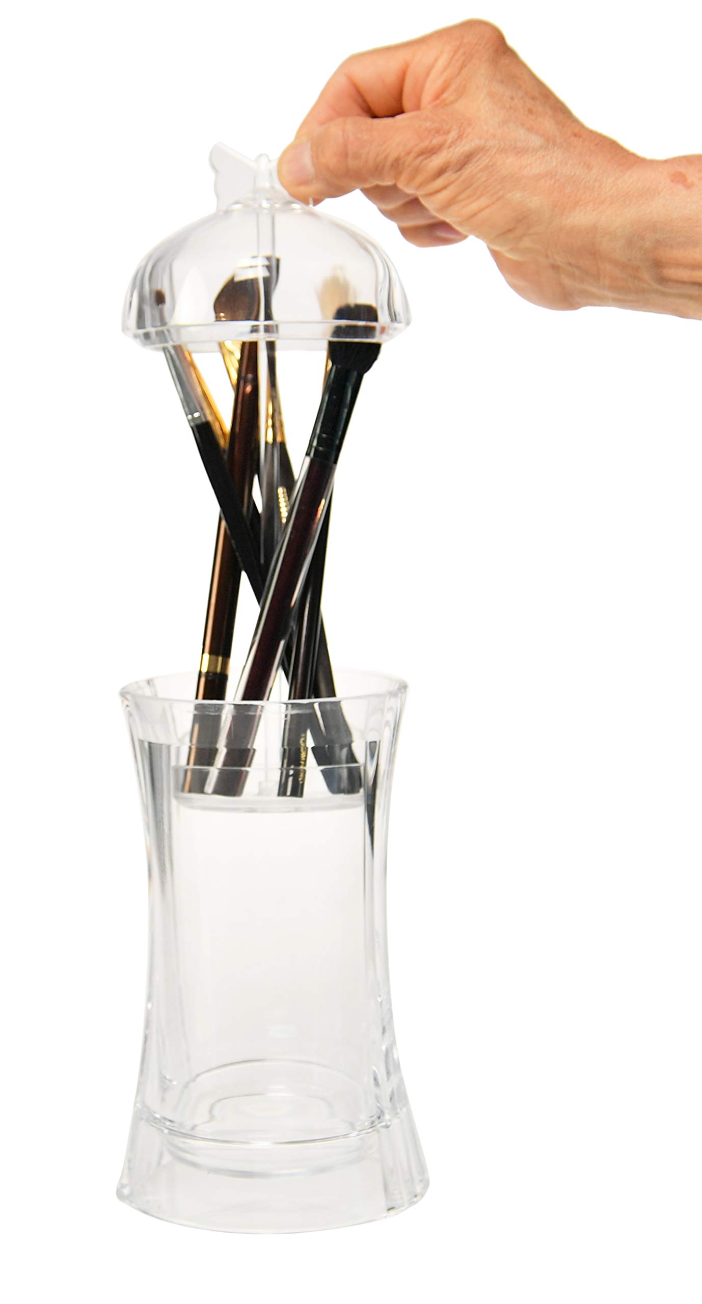 Butterfly Acrylic Makeup Brush Holder - Cosmetic Brush Organizer for Bathroom Vanity & Makeup Table - Clear Apothecary Jar for Brushes, Pens & Utensils - Perfect for Home, Salon & Travel Organization