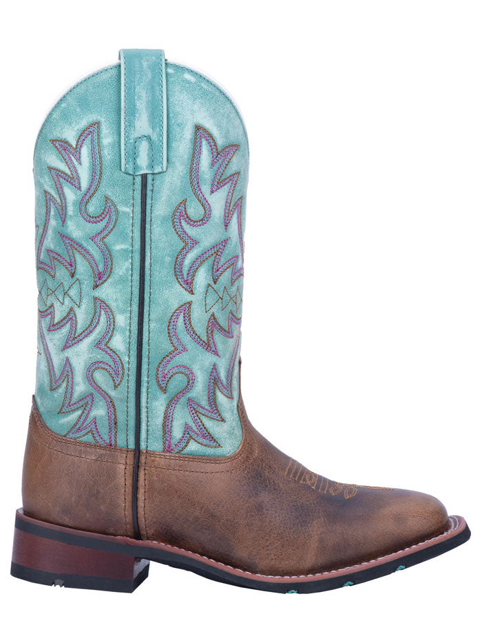 Laredo 5607 Women's ANITA Square Toe Western Boots - Brown Turquoise Cowgirl Boots for Country Dancing & Rodeo Events