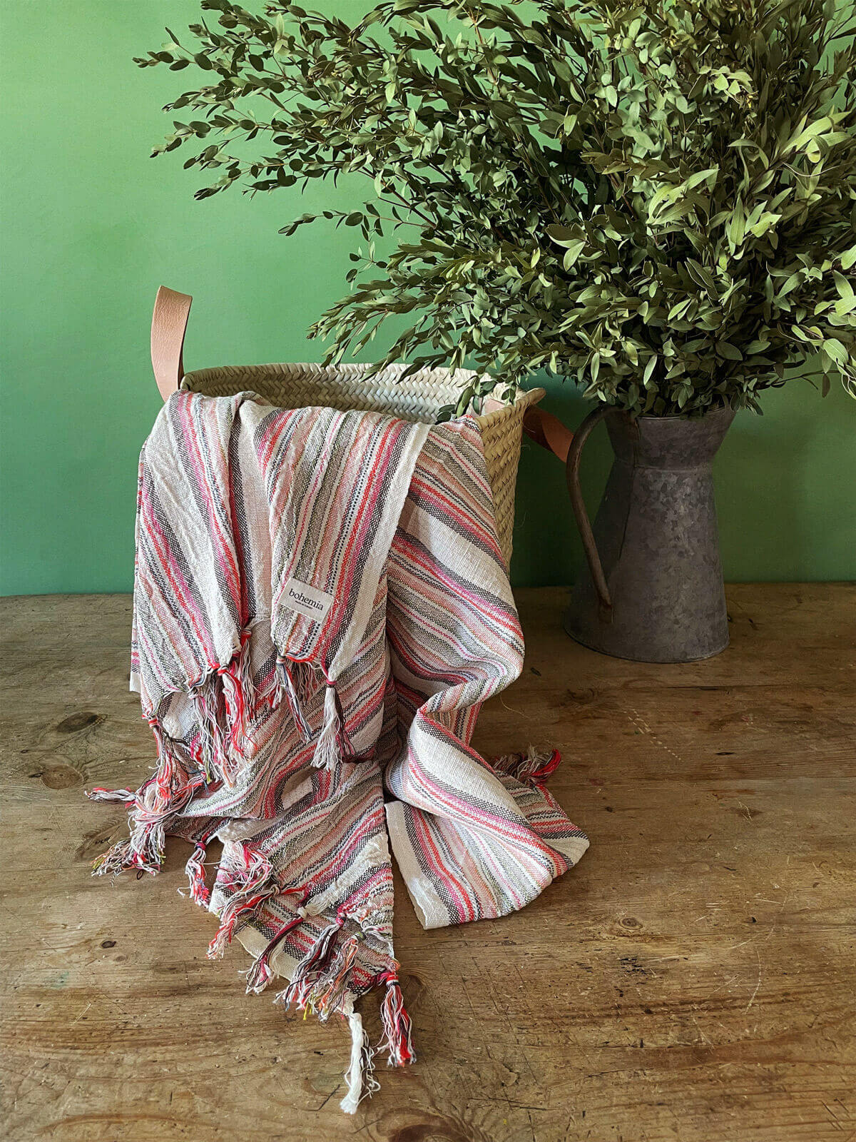 Marrakech Stripe Hammam Towel - Premium Dusty Pink & Terracotta Cotton Bath Towel for Spa, Beach, Yoga & Home Decor