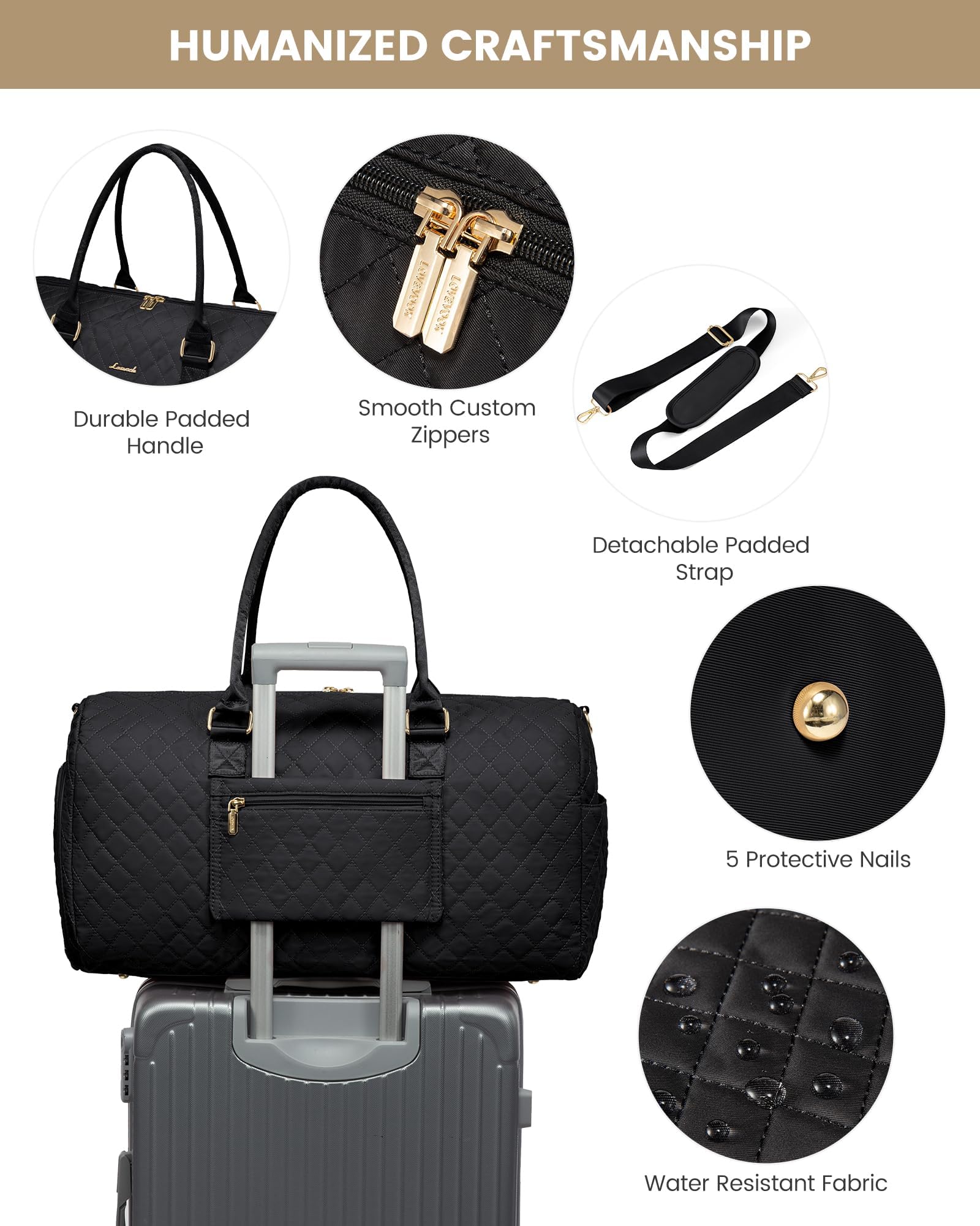 **LOVEVOOK Women's Travel Duffle Bag - Waterproof Weekender Overnight Bag with Shoe Compartment & Wet Pocket - Perfect for Gym, Hospital, Labor & Delivery, Weekend Getaways**