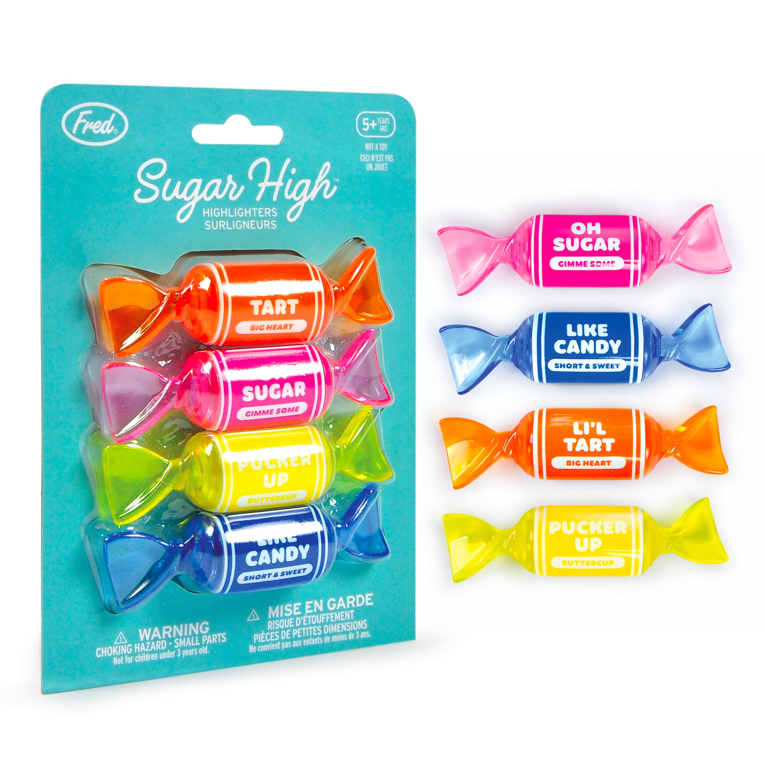 Genuine Fred SUGAR HIGH - Assorted Candy Highlighters for School, Office & Study | Fun Stationery Supplies for Students & Teachers