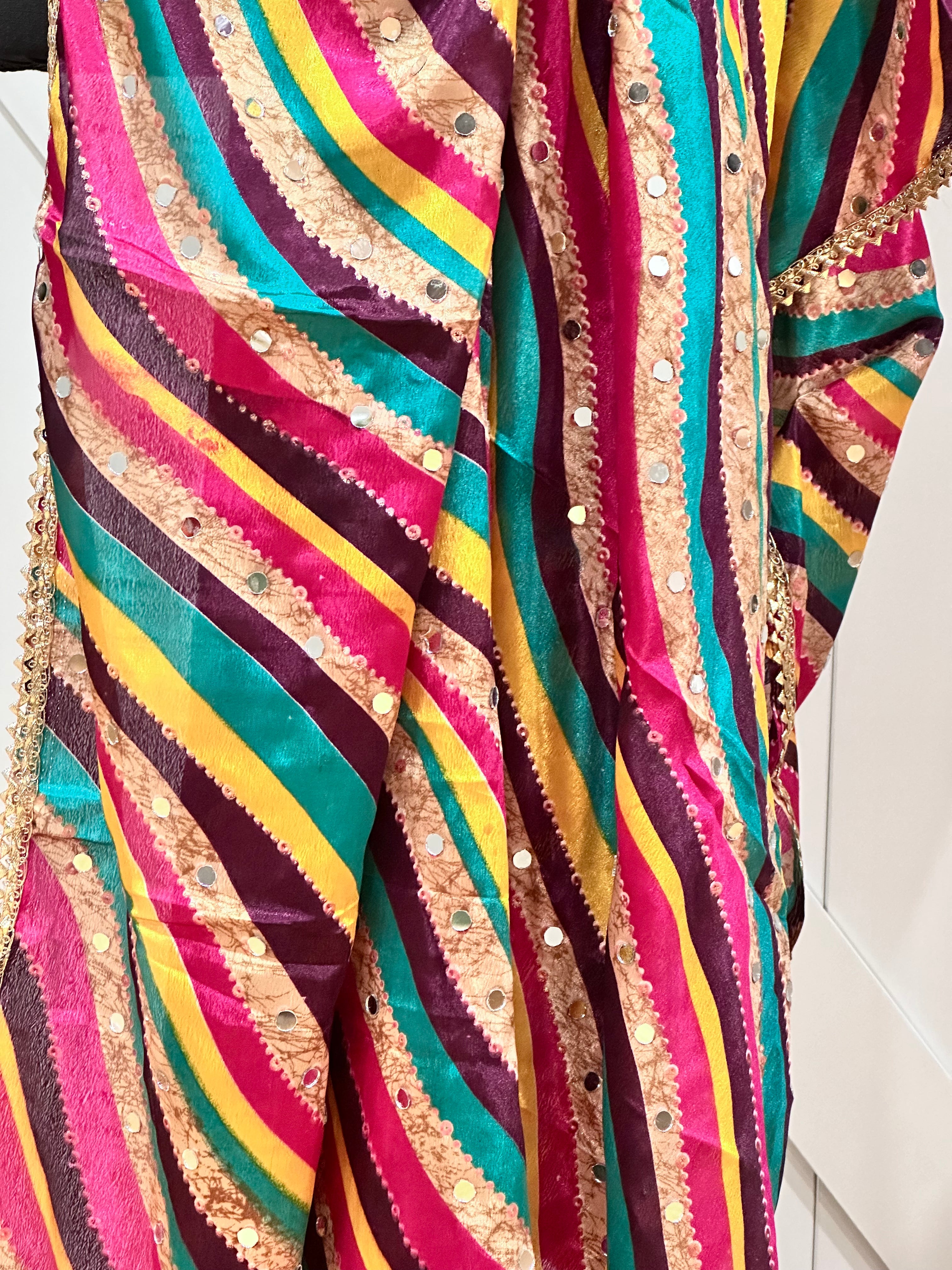 Phulkari Style Multicolor Dupatta - Handmade Indian Scarf for Women - Perfect for Weddings, Parties & Festivals
