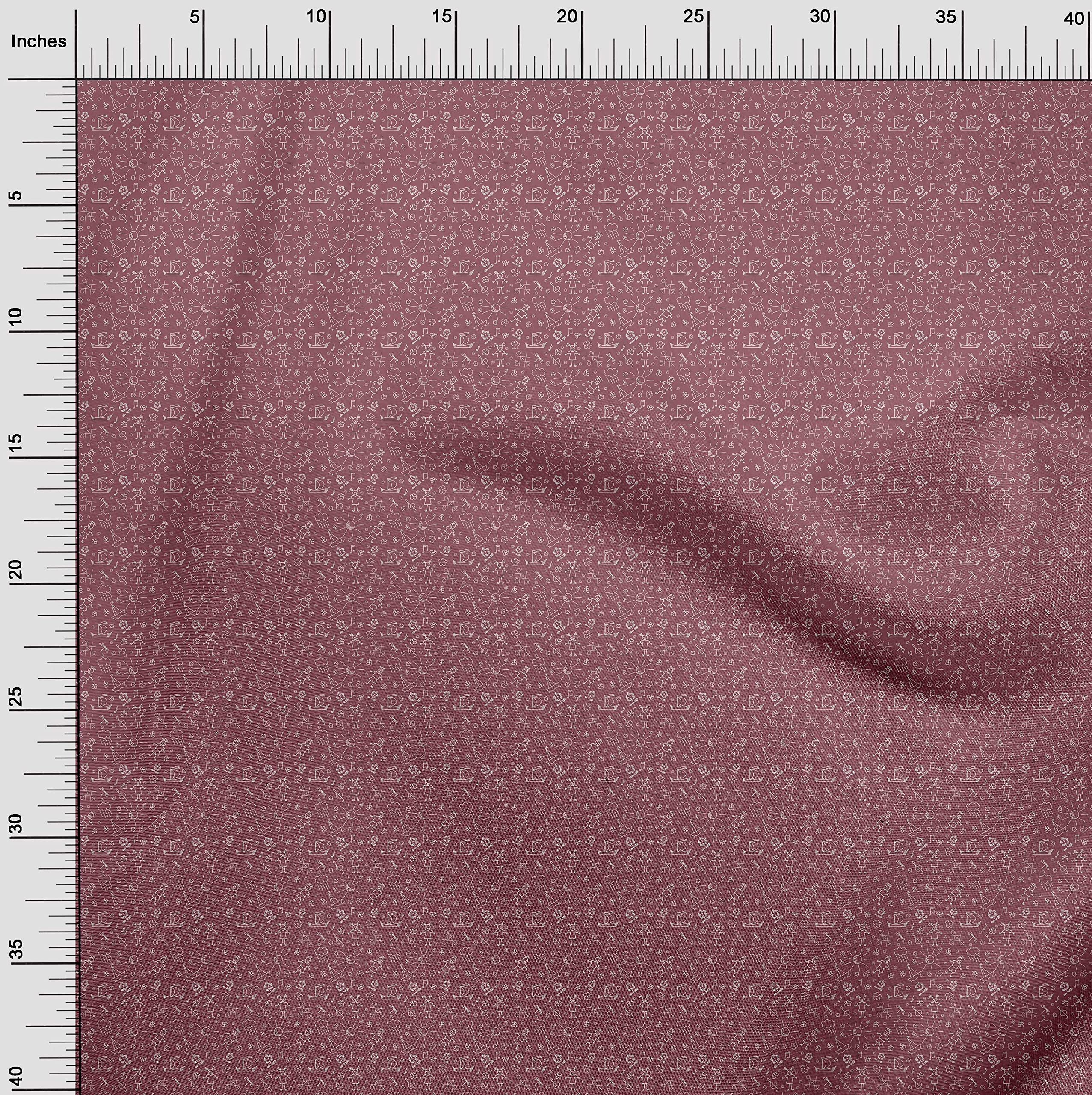 oneOone Silk Tabby Pink Fabric - 42 Inch Wide Printed DIY Sewing Material for Kids Clothing & Crafts | Perfect for Doodle Projects, Dressmaking & Home Decor