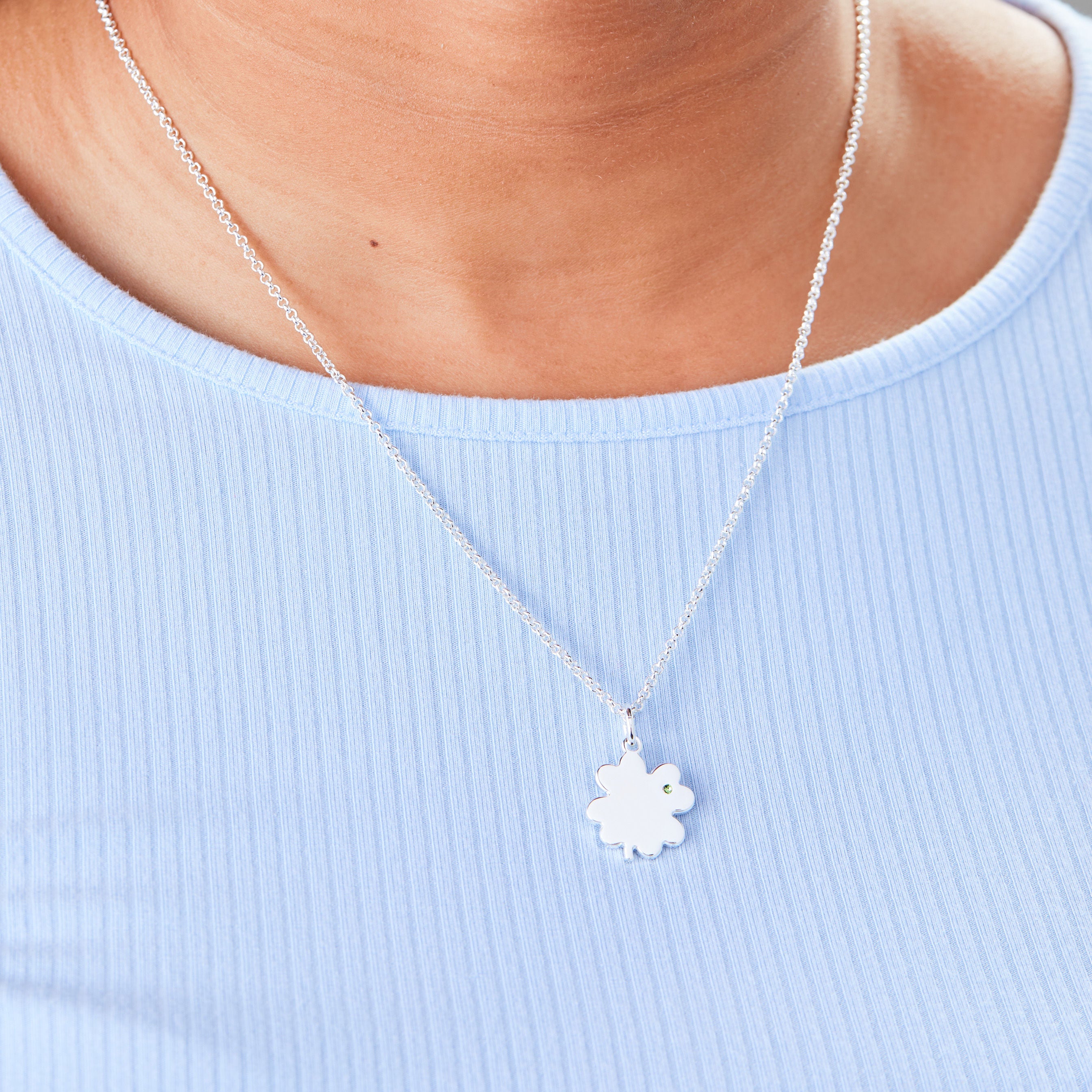 Lucky Four Leaf Clover Pendant Necklace for Women - 21 Inch Stainless Steel Chain - Perfect for St. Patrick's Day Gifts & Everyday Wear