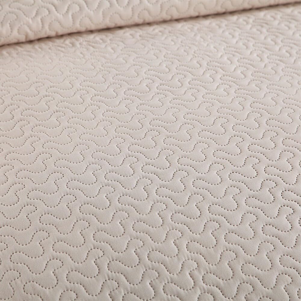 3 Piece Reversible Quilt Coverlet Set - Soft & Breathable Queen Size Bedding in Cream Coin Design - Perfect for Master Bedroom, Guest Room, or Cozy Home Decor