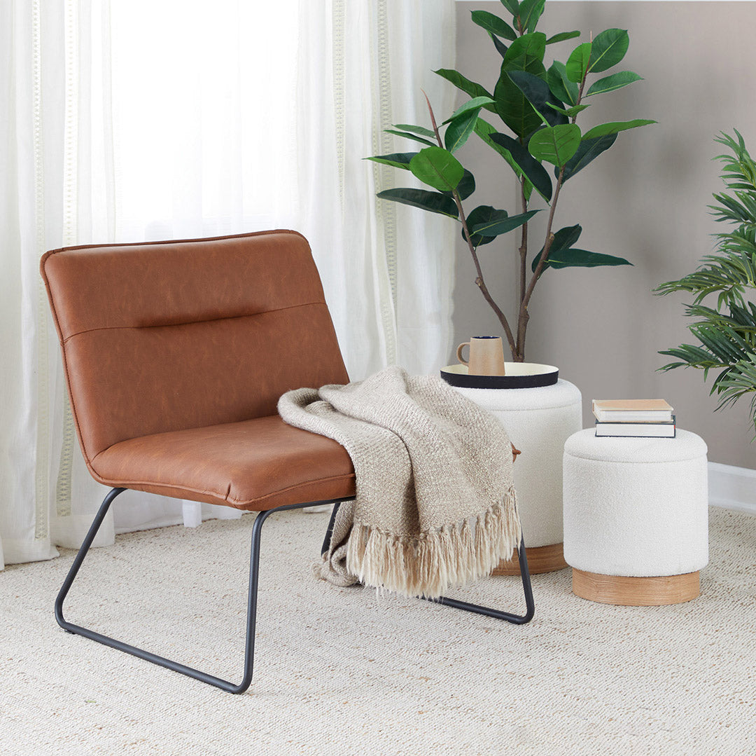 Casper Accent Chair - Modern Upholstered Lounge Chair for Living Room, Bedroom & Office - Comfortable Single Seater with Sturdy Wooden Legs - Perfect for Relaxing, Reading & Small Spaces
