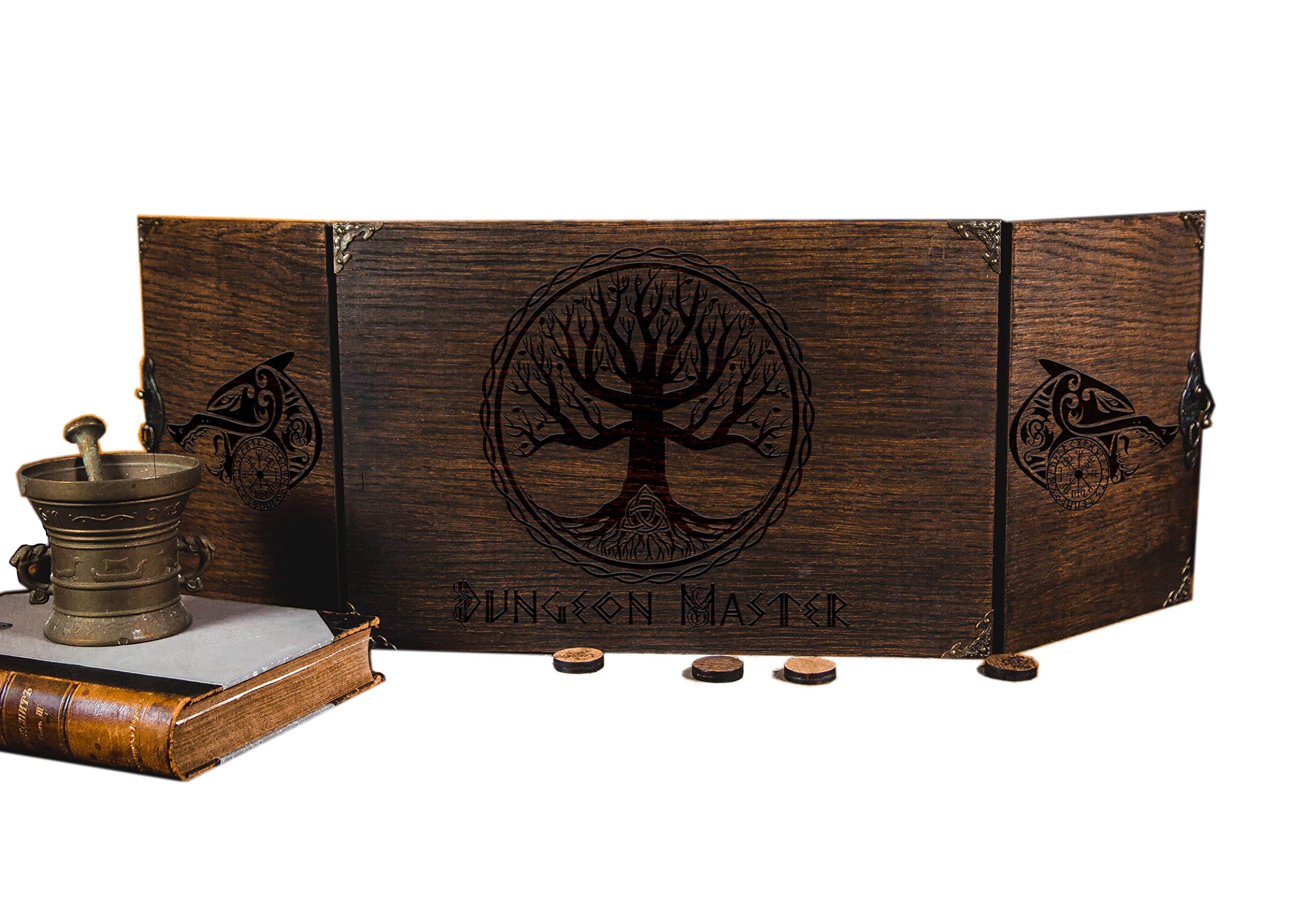 Wooden Handcrafted Game Master Screen for Dungeons & Dragons RPG - Foldable 12x9