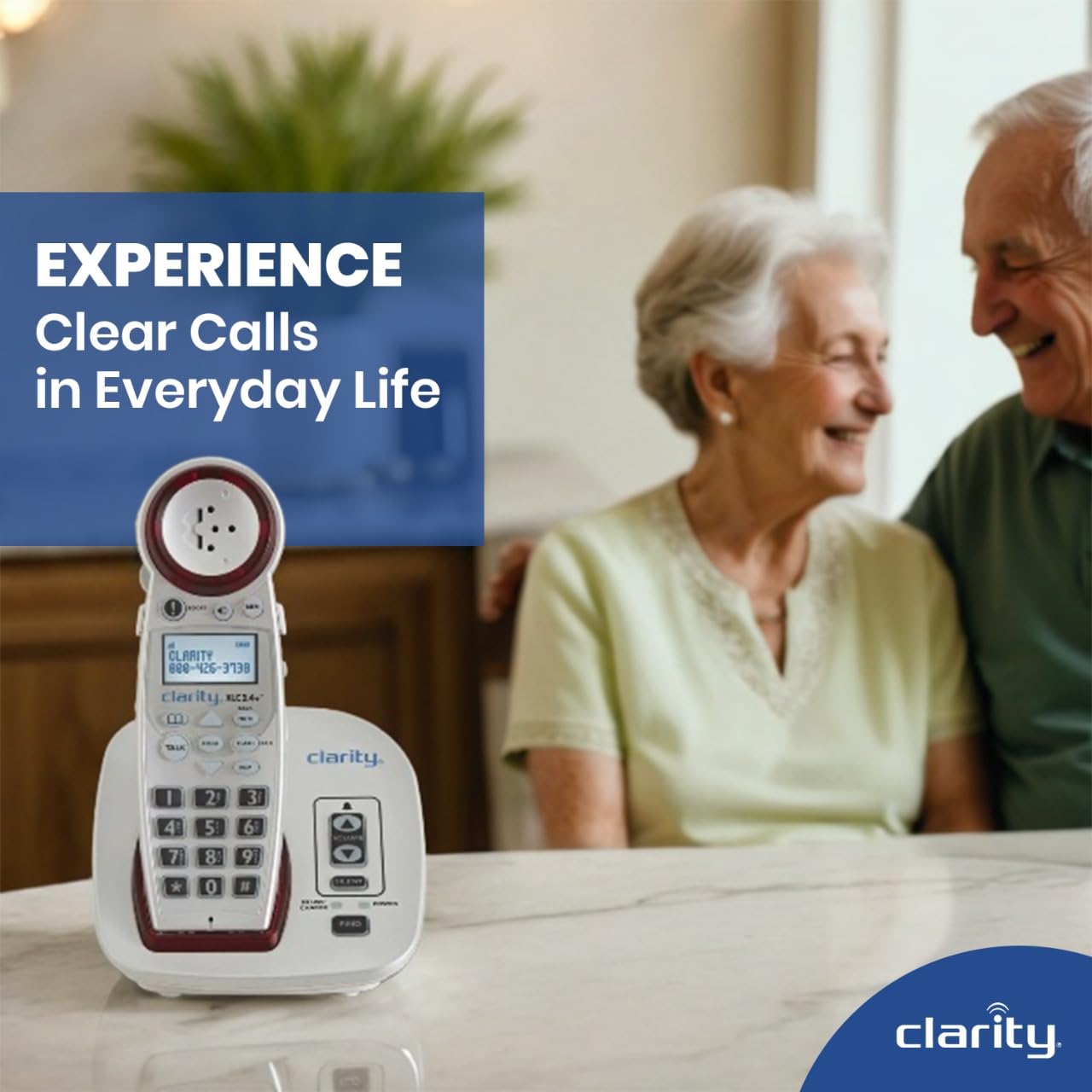 Clarity XLC3.4+ DECT 6.0 Amplified Cordless Phone with Extra-Loud Ringer & Big Buttons - Talking Caller ID, Dual Power Battery - Ideal for Seniors & Hearing Impaired at Home or Office