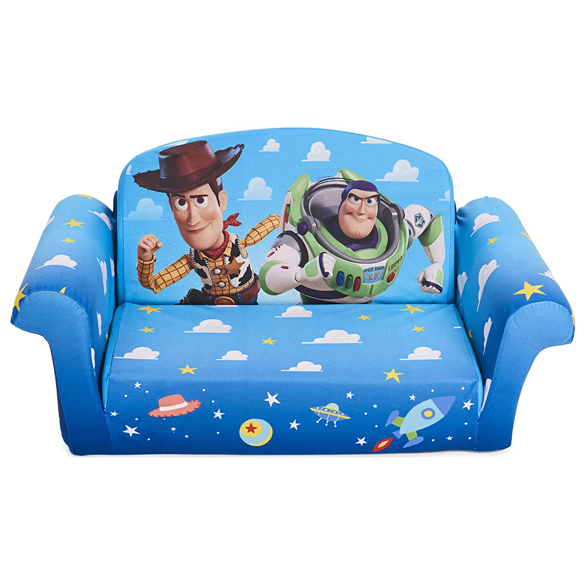 MARSHMALLOW 2-Pack Kids Sofa - Convertible Flip Open Foam Couch & Bed for Toddlers - Toy Story Themed Playroom Furniture - Perfect for Playtime, Naps & Sleepovers