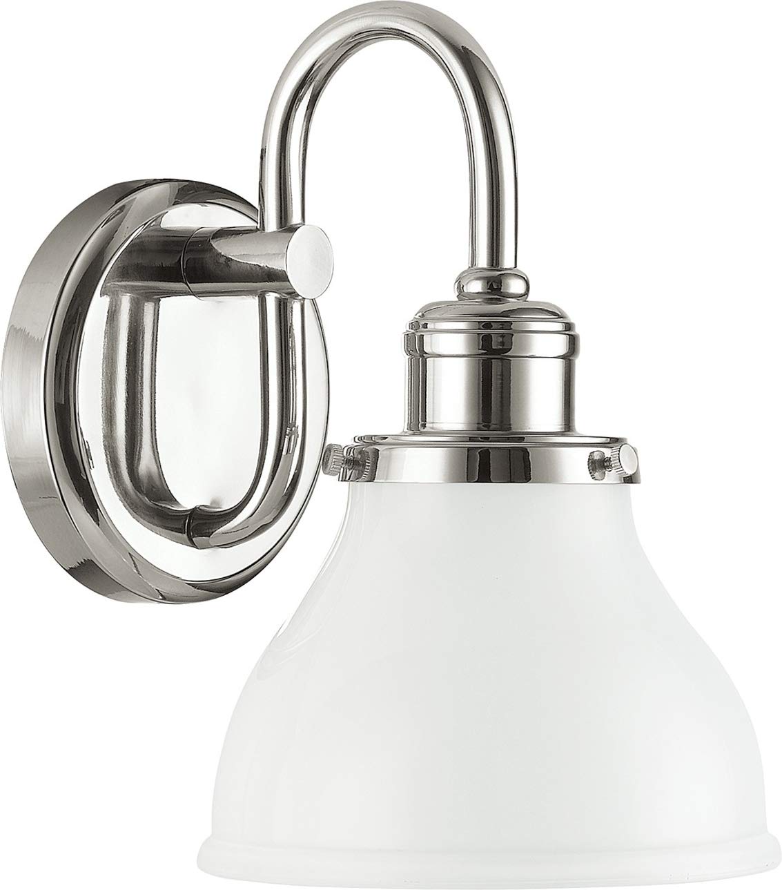 Capital Lighting 8301PN-128 Baxter 1-Light Wall Sconce - 100W Milk Glass Shade, 10