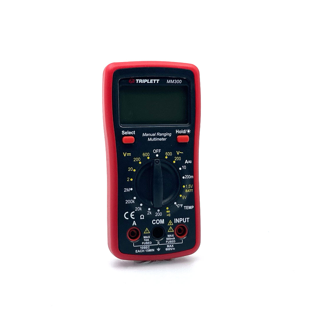 3 ½ Digit 2000 Count True RMS Manual Ranging Digital Multimeter MM300 - Professional Electrical Testing for Home, Automotive & Industrial Use