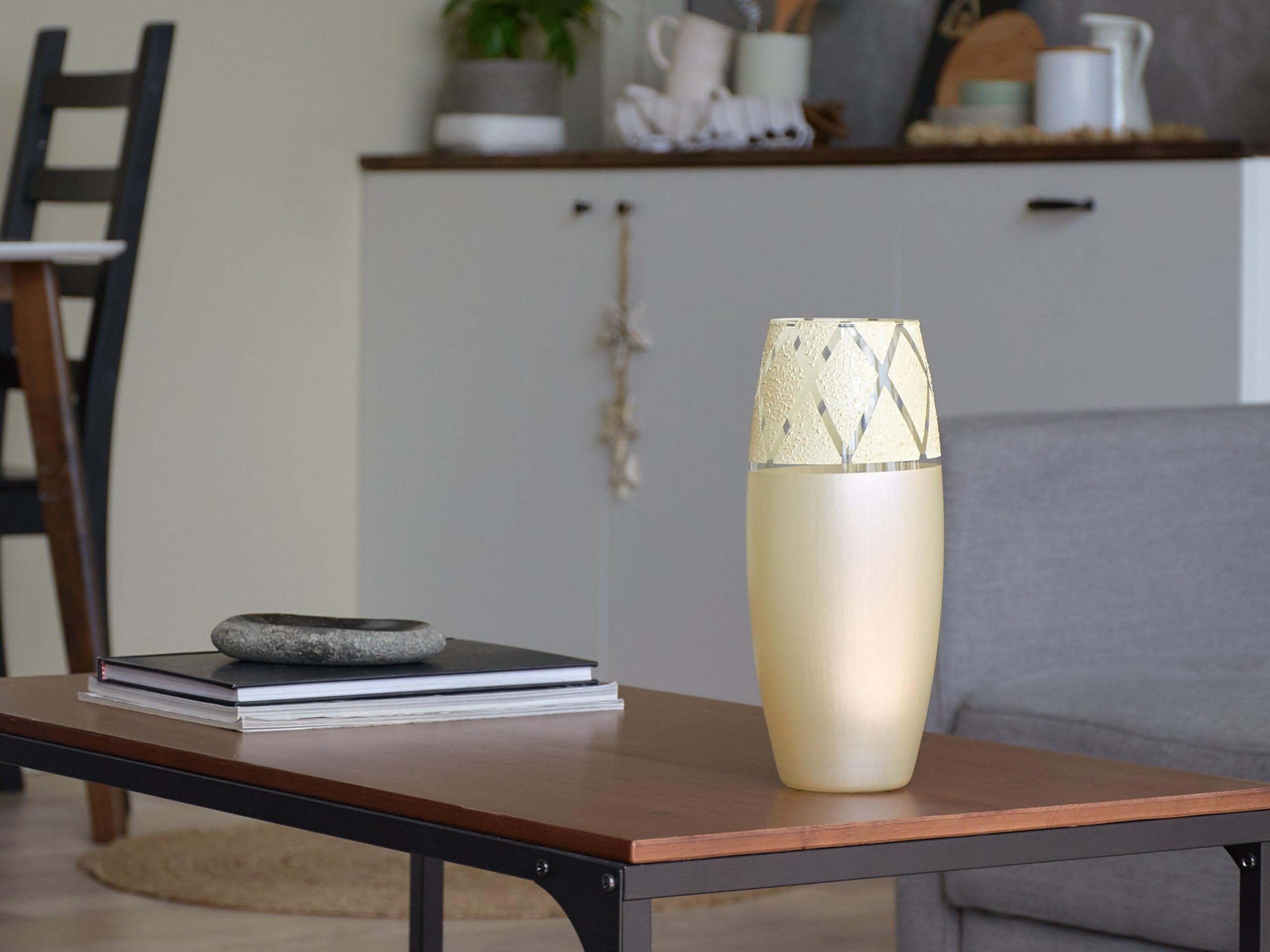 Hand-Painted Yellow Art Glass Flower Vase - 10 Inch Oval Table Vase for Home Decor & Interior Design | Perfect for Centerpieces, Wedding Decor, Living Room Accents & Gift Giving