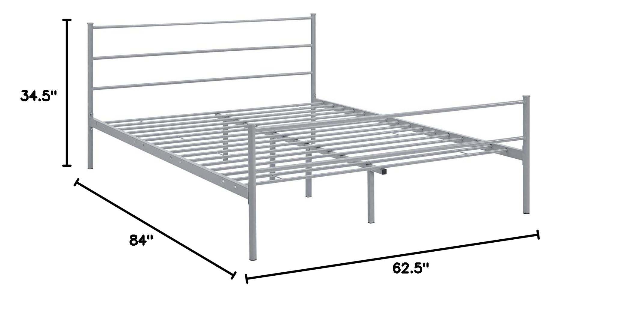 Modway Alina Queen Size Platform Bed Frame with Headboard in Gray - Modern Minimalist Bedroom Furniture for Small Spaces & Apartment Living