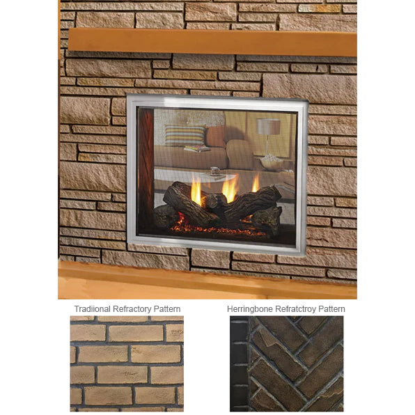 Majestic Fortress 36 Inch Indoor Outdoor See-Through Gas Fireplace - Dual Sided Glass View - ODFORTG 36 - Perfect for Patios, Decks & Living Rooms
