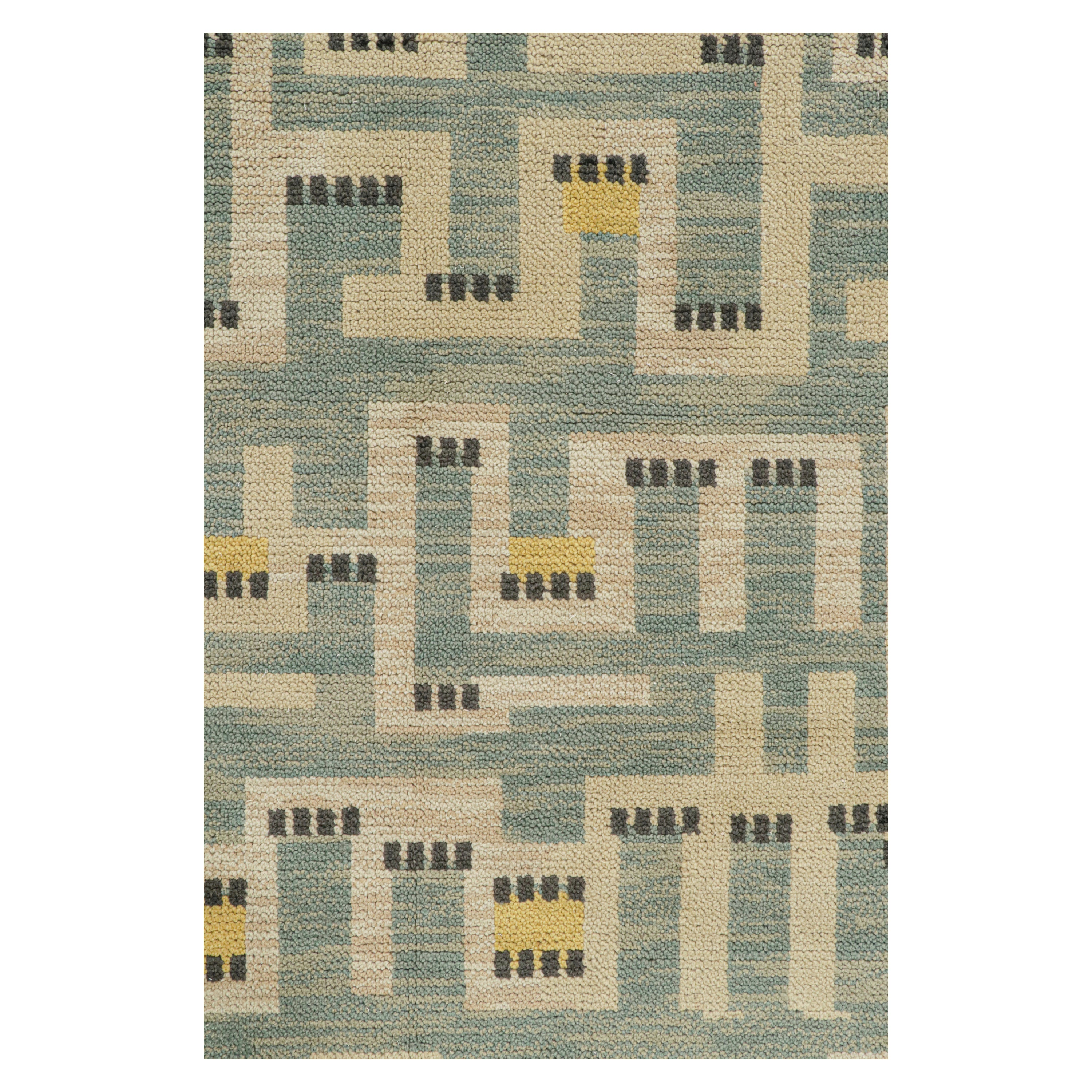 Blue Transitional Swedish Inspired Wool Runner Rug 4'1 x 9'5 - Perfect for Living Room, Bedroom & Office Decor