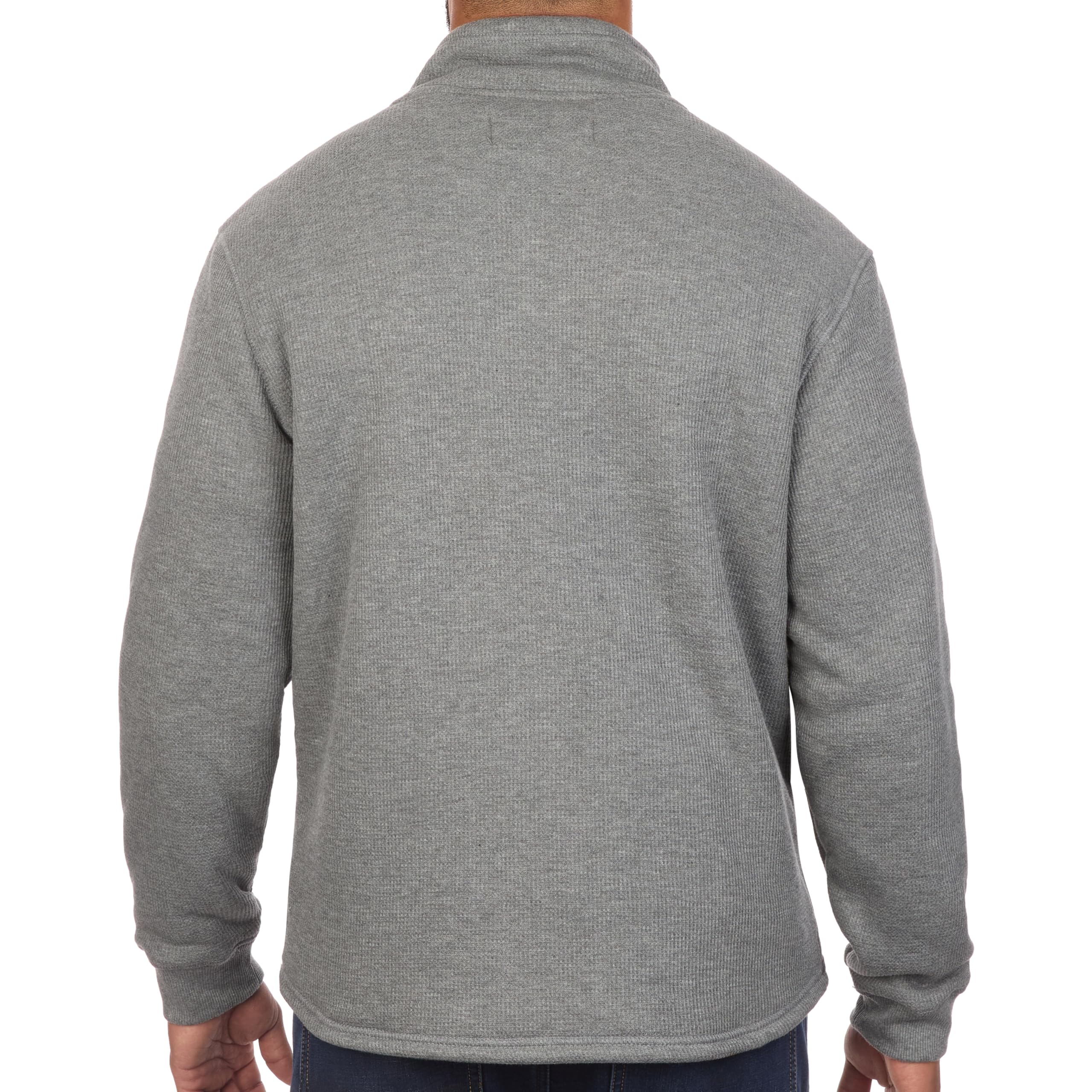 Men's Sherpa Lined Waffle Quarter Zip Mock Neck Pullover - Warm Winter Long Sleeve Shirt for Outdoor Adventures, Hiking, Camping & Casual Wear
