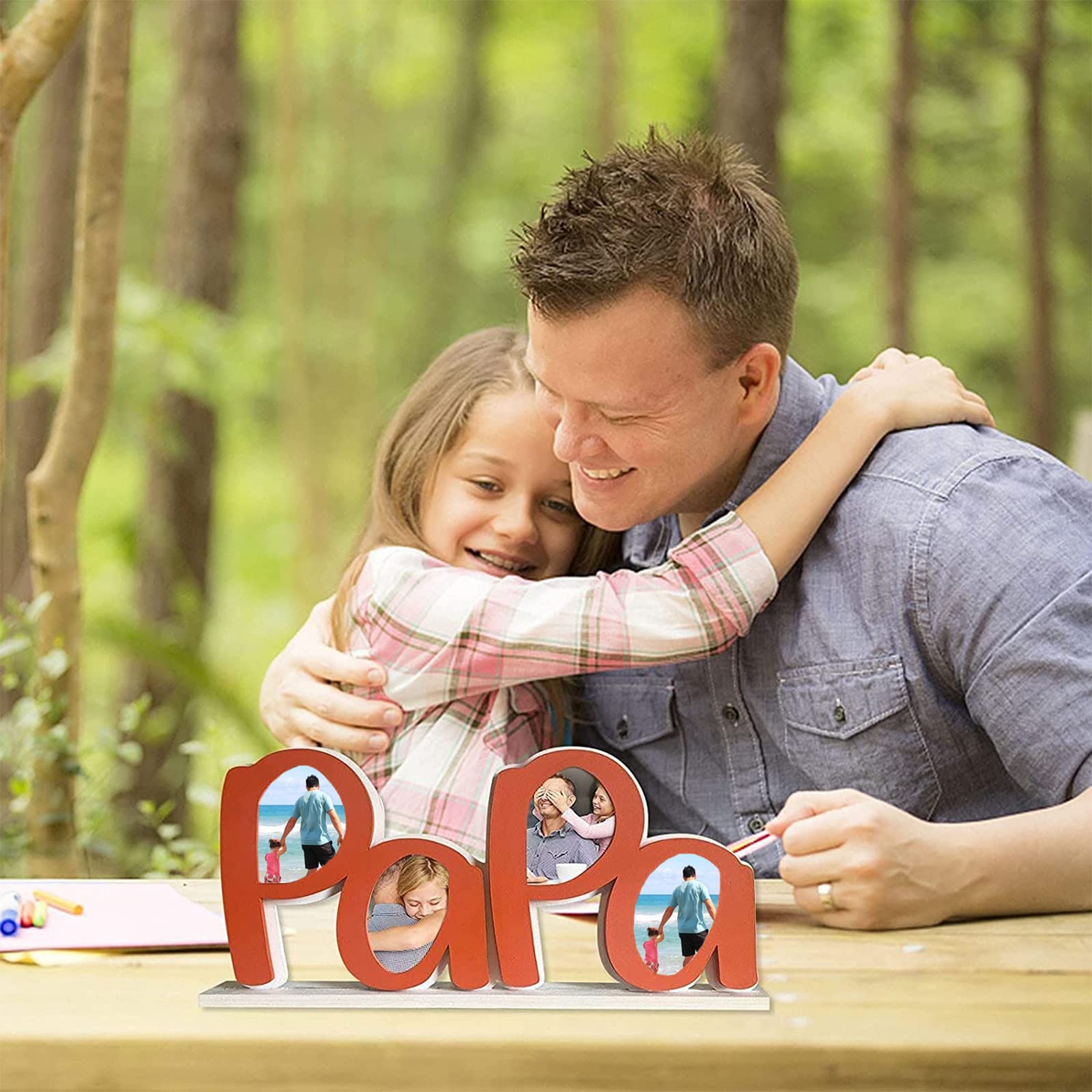 Personalized Dad/Papa Picture Frame - Custom Photo Holder for Desk, Creative Father's Day Gift - Perfect for Office, Home Decor (Blue)