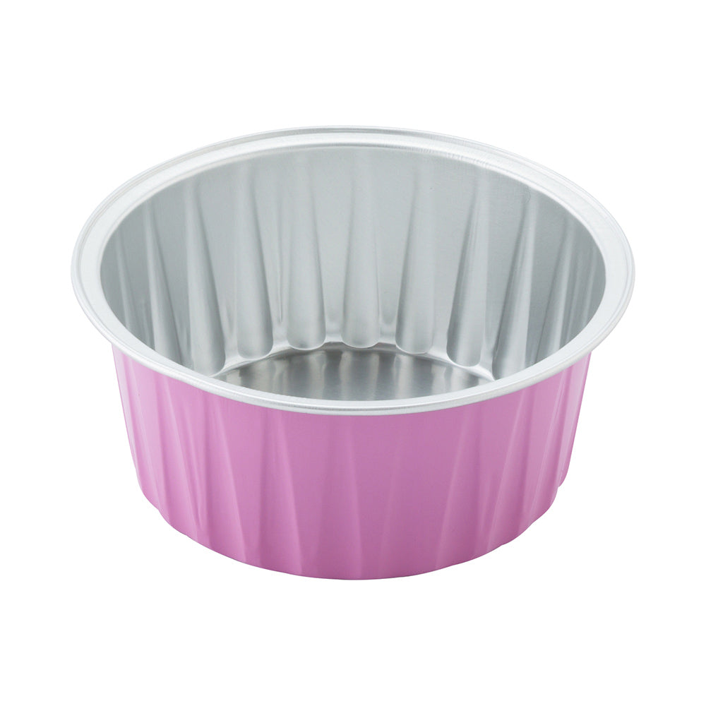 4 oz Round Pink Aluminum Baking Cups with Lids - 3.25