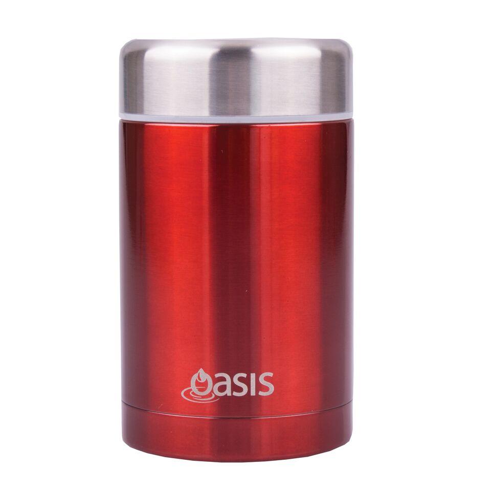 Oasis Insulated Stainless Steel Food Flask 450ml - Red - Perfect for Hot & Cold Meals, Lunch Box, Office, Picnics, and Outdoor Activities