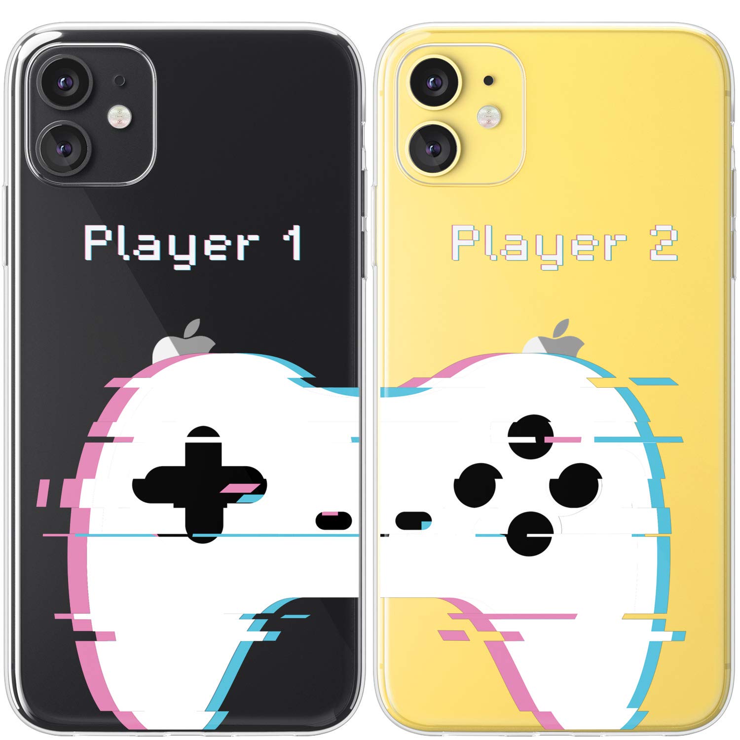 **iPhone 15 Pro Max 14 Plus 13 12 Mini 11 SE XS XR 8 7 Matching Silicone Cases - Cute Funny Geek Couple Protective Cover for Boyfriend & Best Friend - Perfect for Gaming, Travel & Everyday Use**