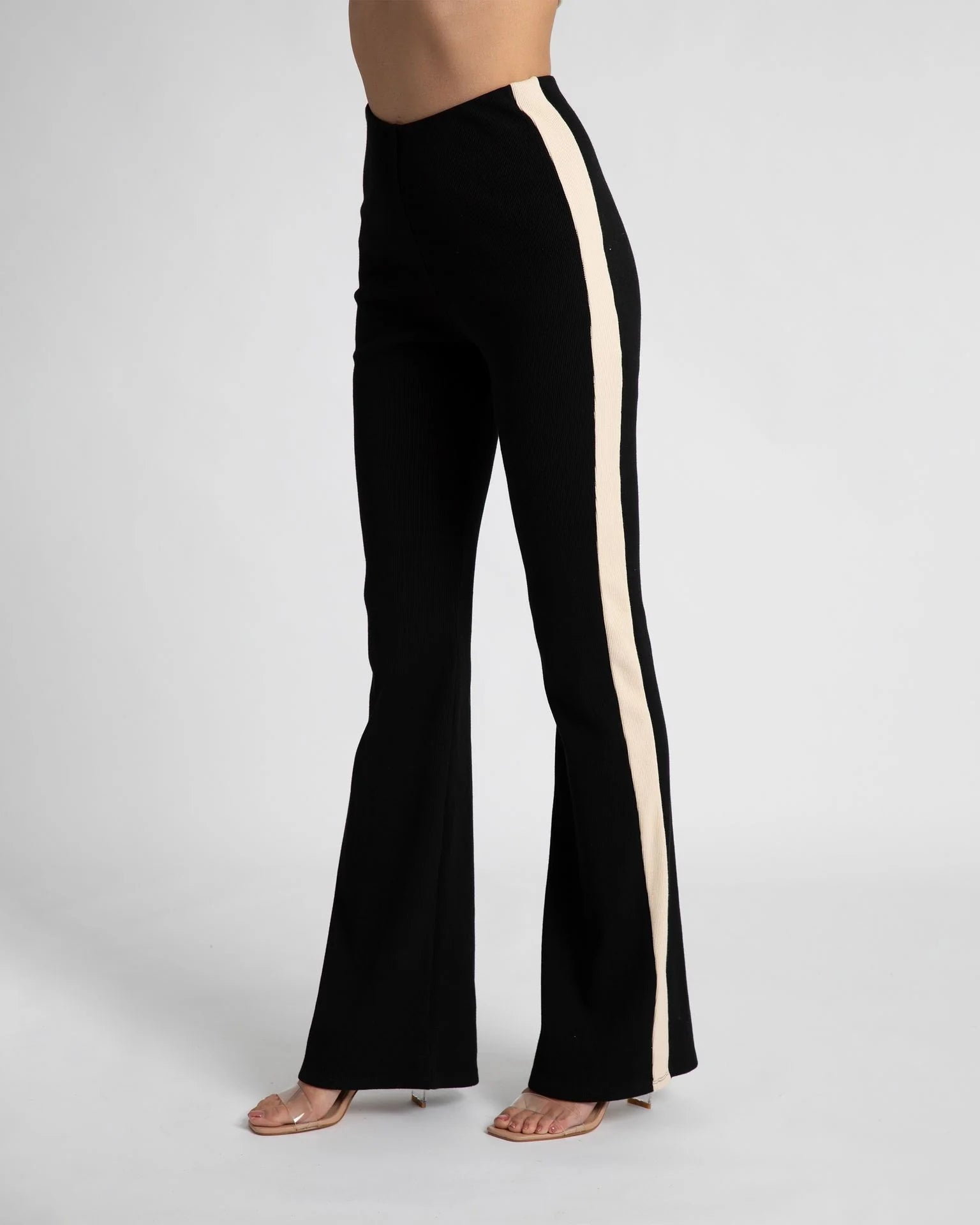 Flare Pants for Women - Black & Cream Striped High Waist Bell Bottom Pants | 70s Retro Vintage Style | Perfect for Casual Wear, Parties & Boho Outfits