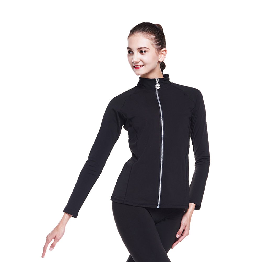 LIUHUO Women's Figure Skating Jacket & Fleece Pants Set - Winter Warm Black Skating Outfit for Girls & Women | Perfect for Ice Rink, Training & Outdoor Winter Sports
