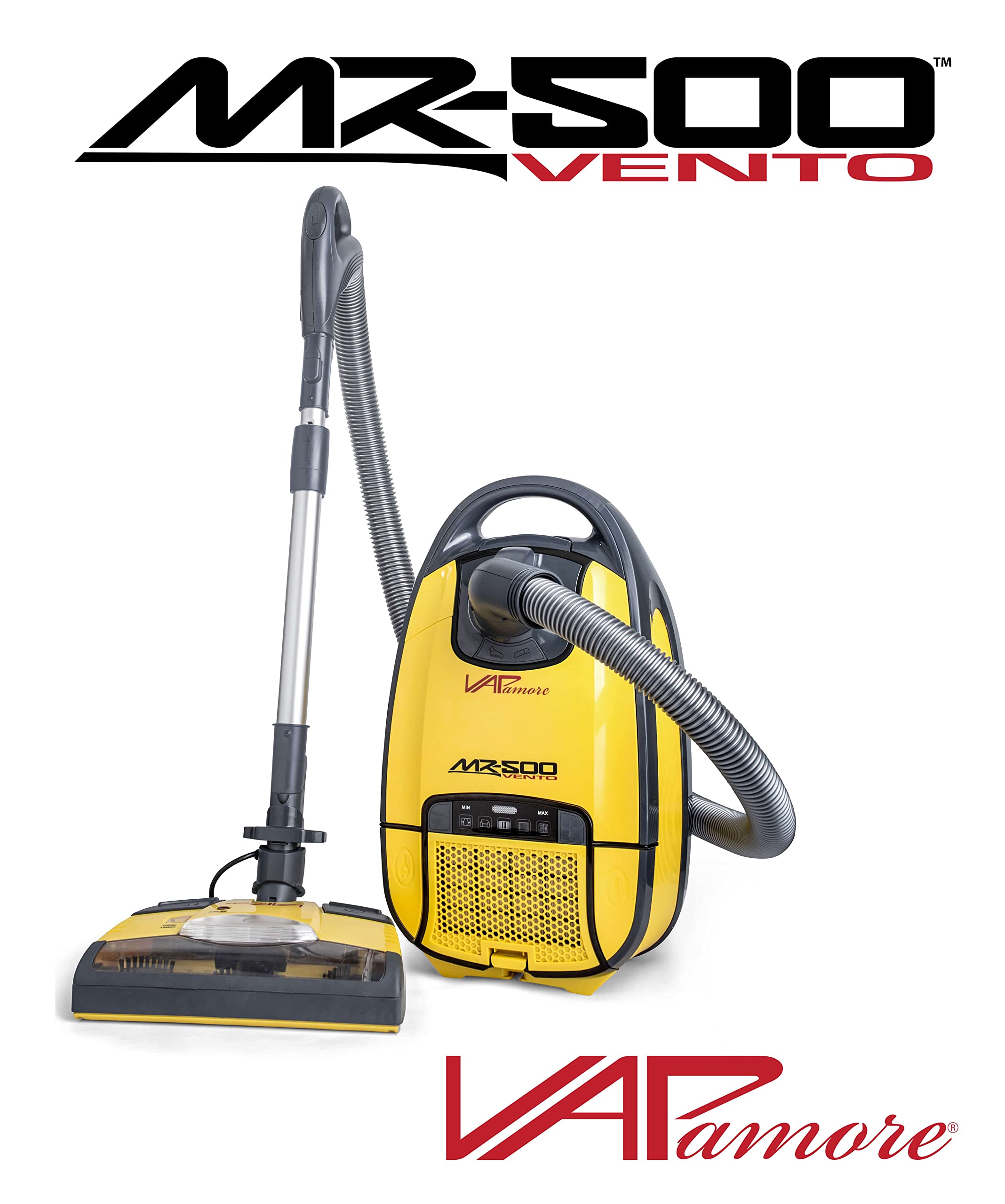 Vapamore MR-500 Vento Professional Canister Vacuum Cleaner with HEPA Filtration & Pet Hair Tools - Multi-Surface Cleaning for Carpets, Hard Floors & Upholstery - Perfect for Home, Office & Pet Owners