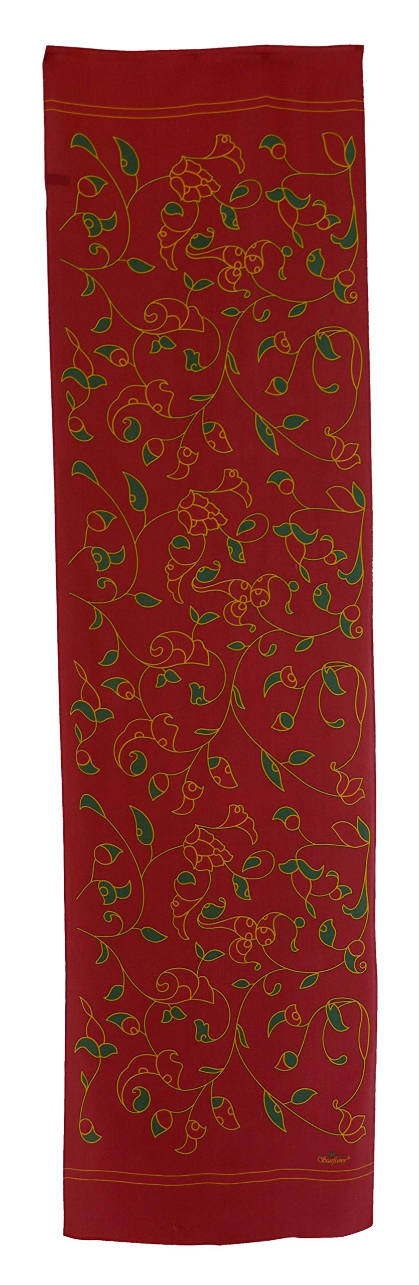 100% Pure Silk Red Oblong Scarf for Women - Elegant Fashion Accessory for Parties, Weddings & Special Occasions